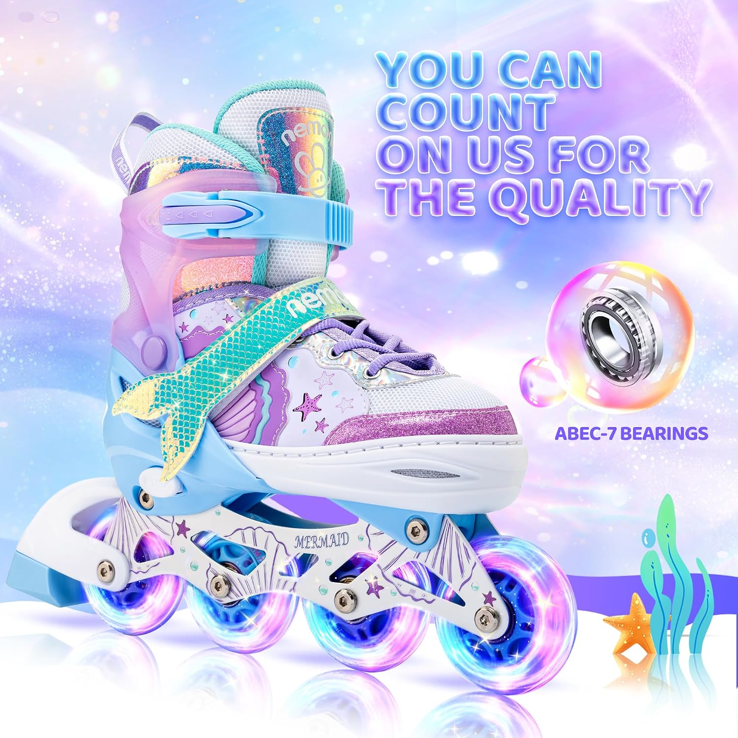 Thumbnail 5 de NEMONE Mermaid Inline Skates Adjustable, Size 4