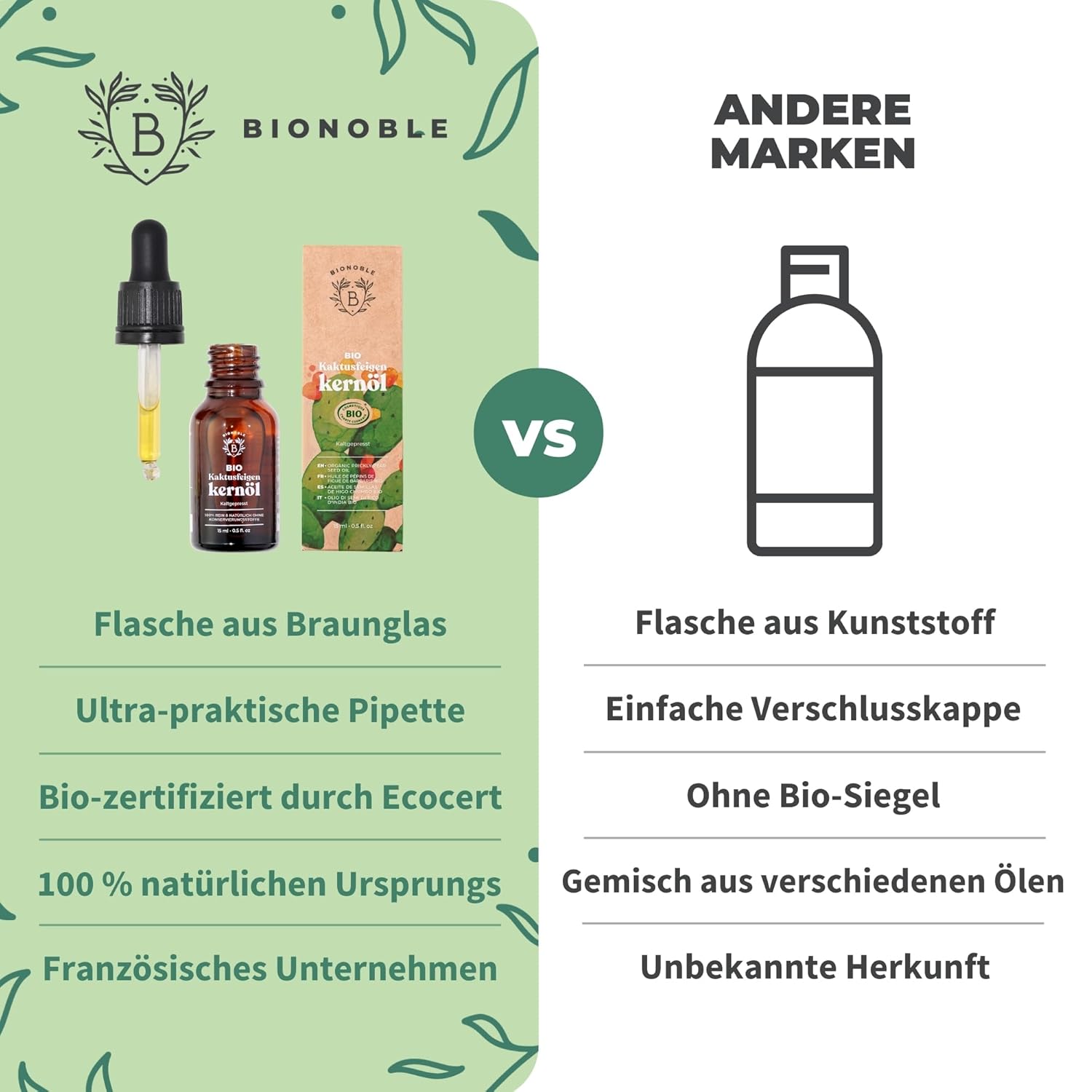 Thumbnail 4 de BIONOBLE Kaktusfeigenkernöl Bio, kaltgepresst – 100% rein – 15 ml mit Pipette