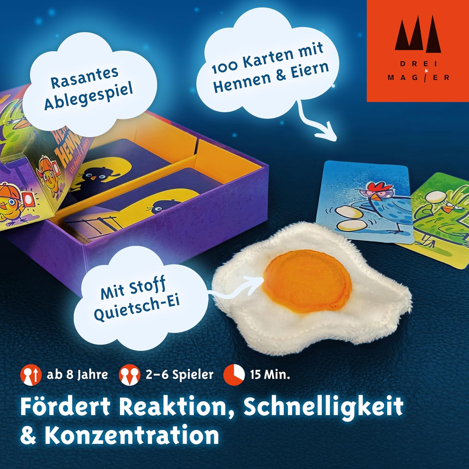 Detalle de Schmidt Spiele 40897 Henrys Hennen – „Drei Magier“ Kartenspiel für Kinder (2–6 Spieler)