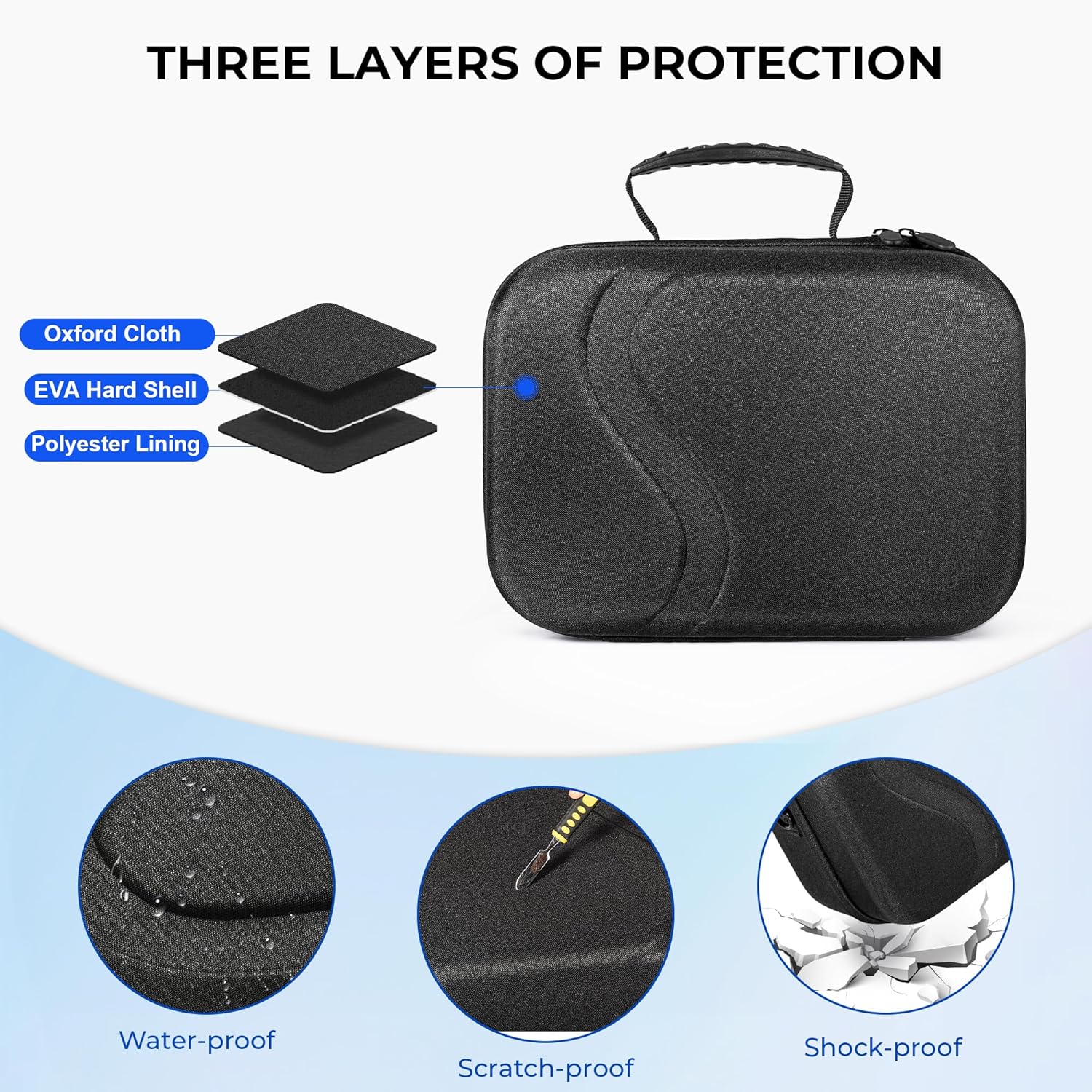 Detalle 2 de DEVASO große Tasche für Meta Quest 3 – Hartschalen-Reisetasche für Elite Strap, Controller und Zubehör