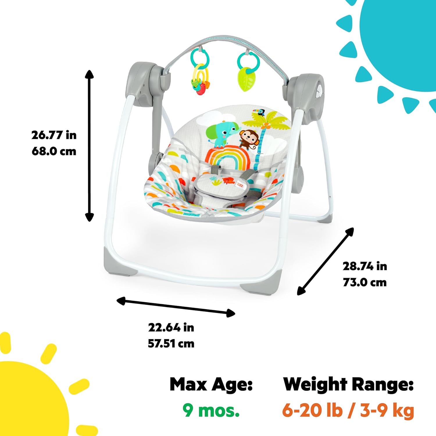 Thumbnail 4 de Bright Starts Playful Paradise Baby Swing 6‑Speed