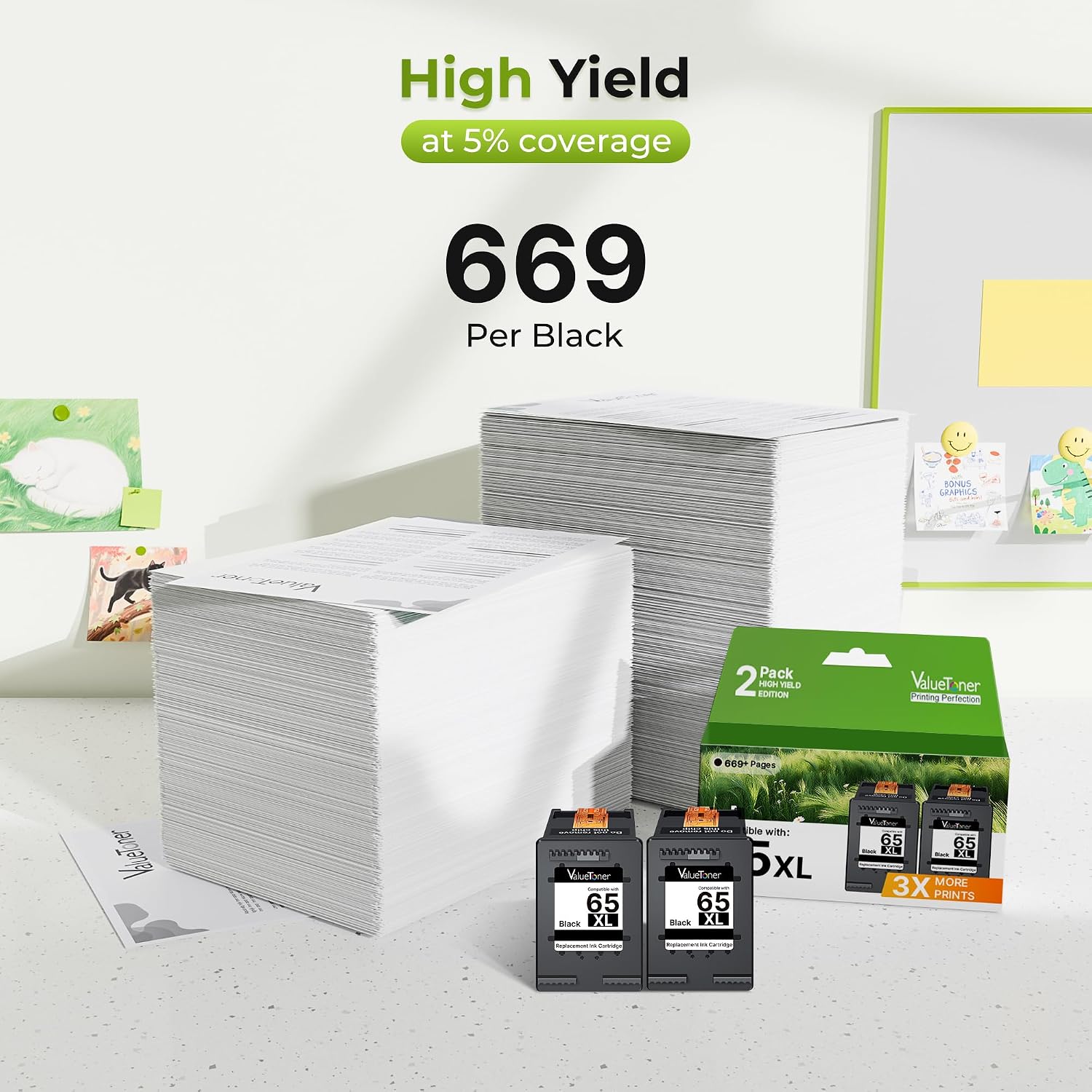 Detalle 2 de Valuetoner Black Ink Cartridges 2-Pack
