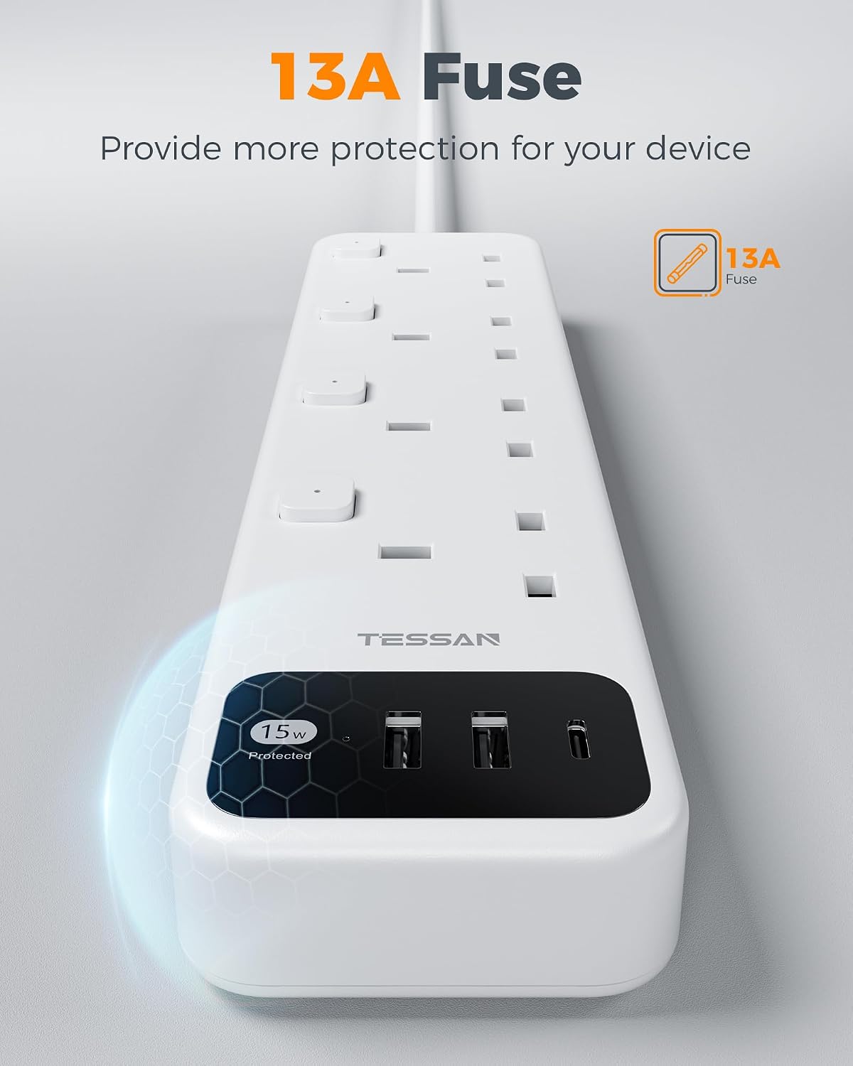 Thumbnail 6 de TESSAN Extension Lead 2M with USB C
