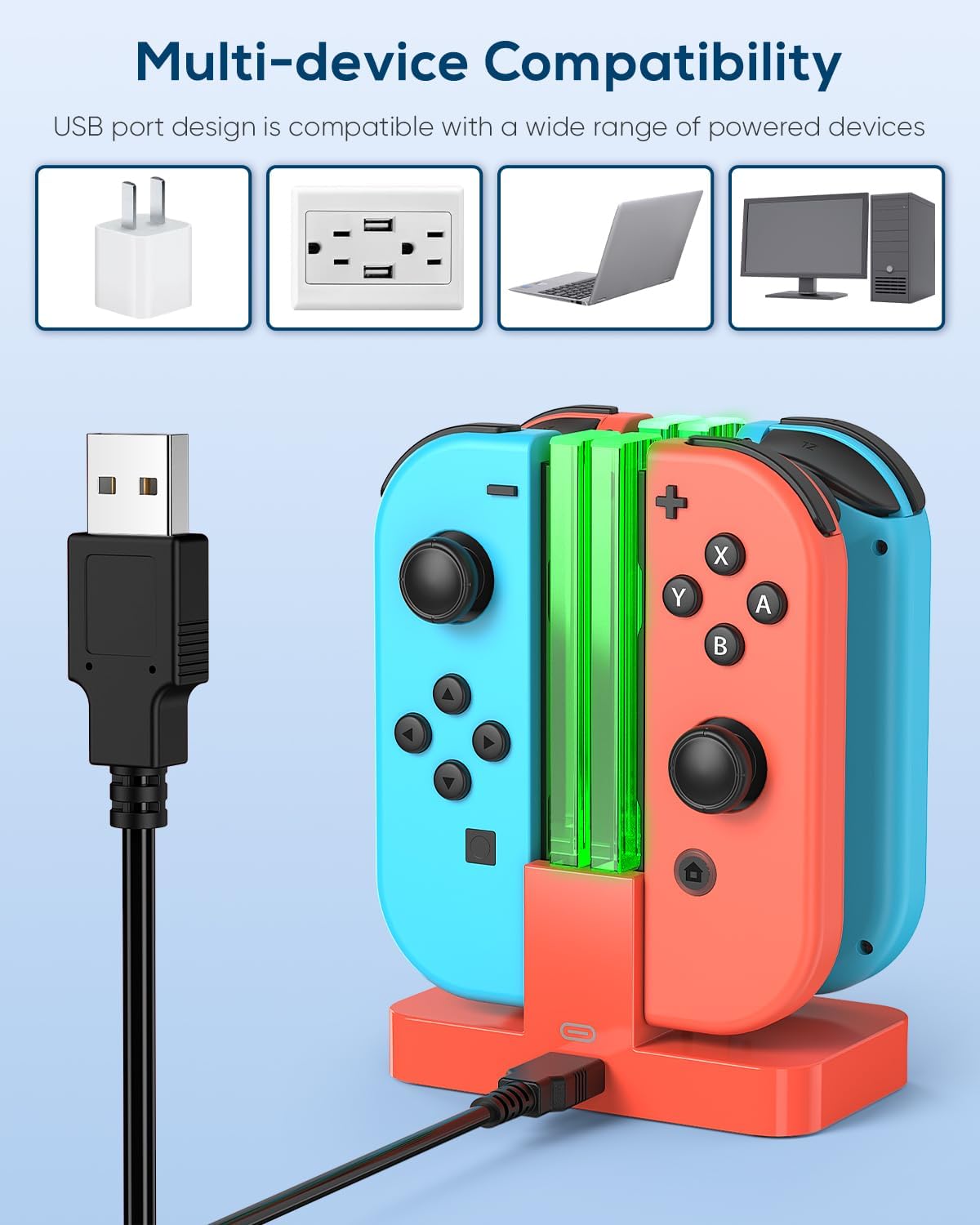 Thumbnail 4 de FYOUNG Switch Joy-Con Charger with LED Bar for Nintendo Switch/OLED