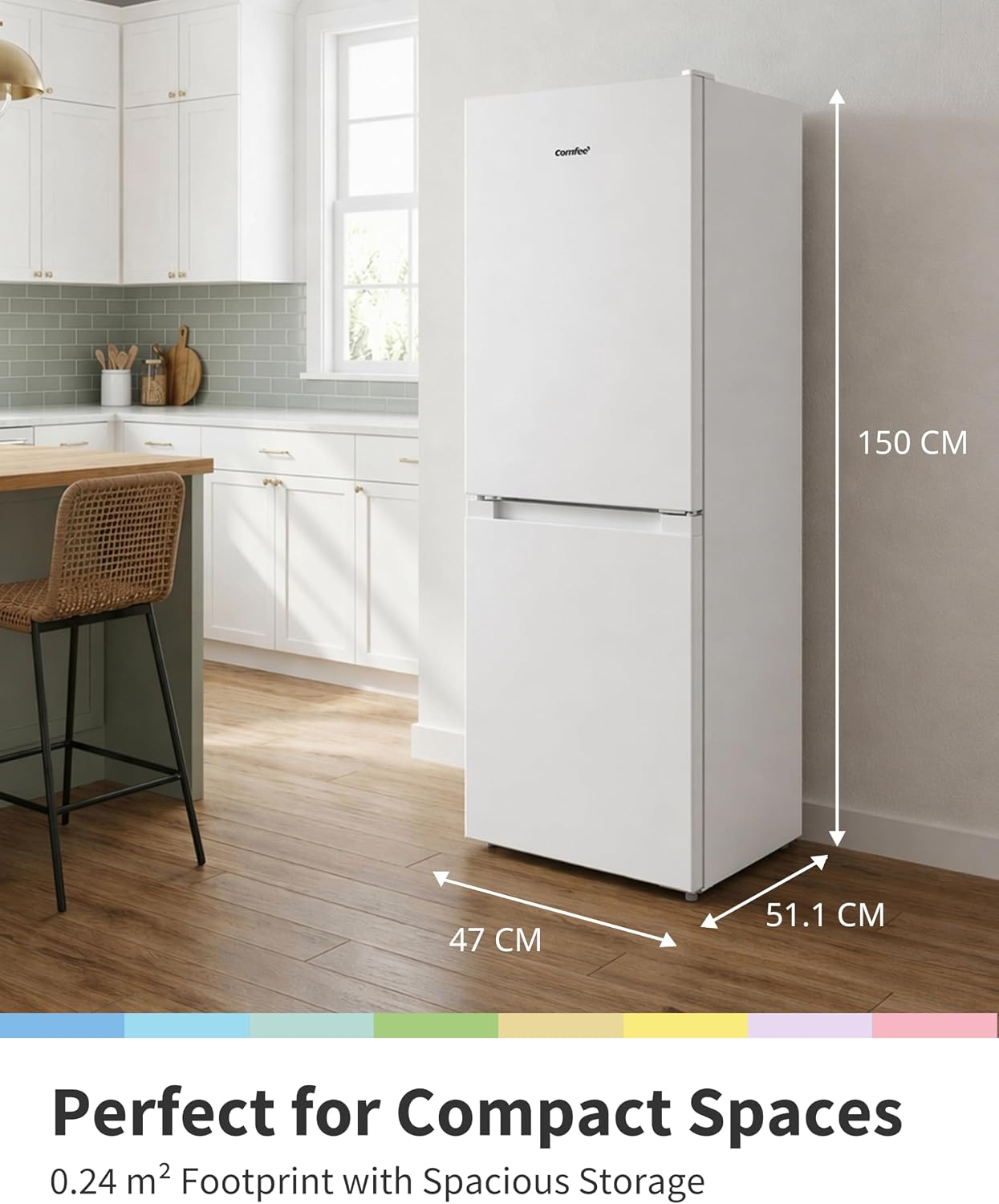 Detalle 2 de COMFEE' 174L Freestanding Fridge Freezer, Low Frost, RCB169WH2(E)