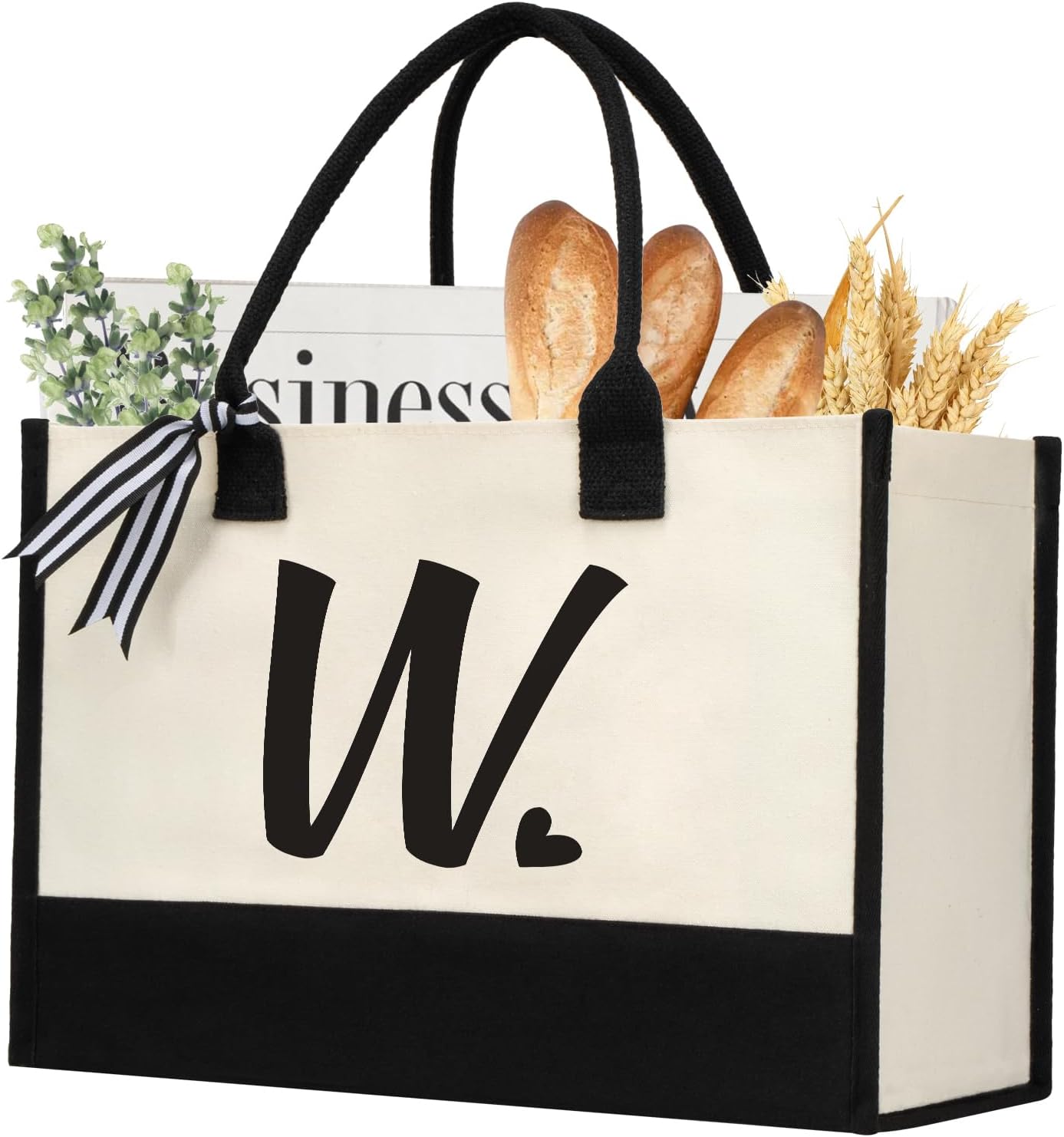 Thumbnail 6 de shenee Initial Canvas Tote Bag: Personalized Beach Tote for Women