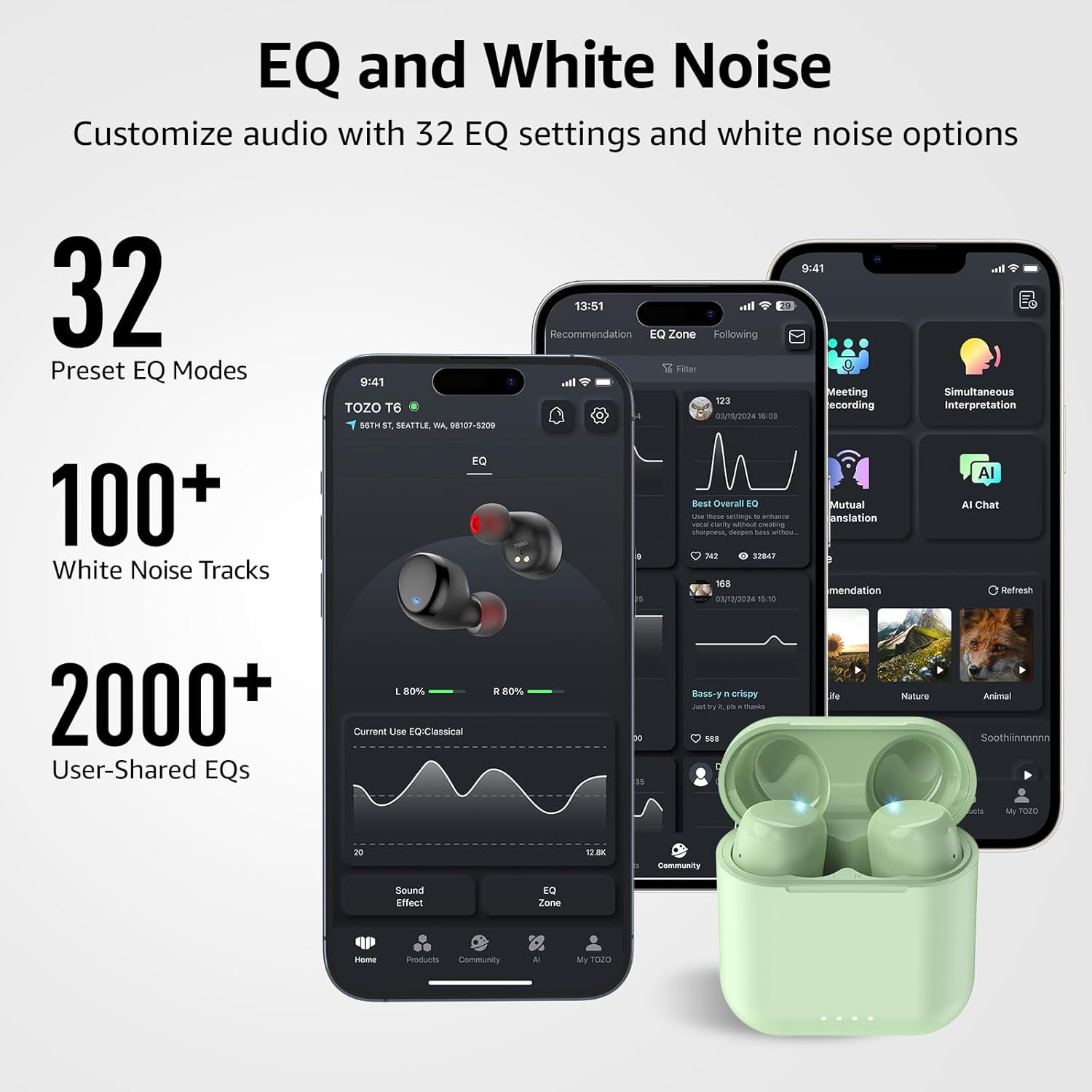 Detalle de TOZO T6 Wireless Earbuds review: solid battery life, Bluetooth 5.3, and app-controlled EQ