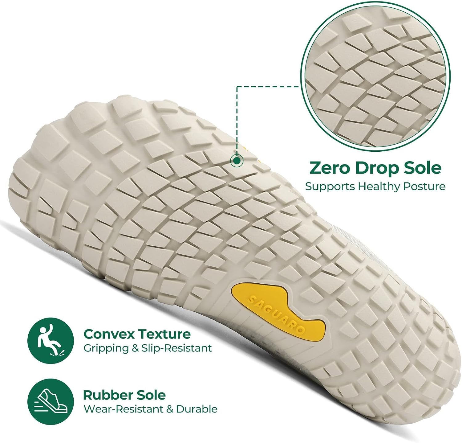 Detalle de SAGUARO Barfußschuhe – Breite Zehenbox, atmungsaktiv, rutschfest, Zero-Drop Sohle (EU 35–48)