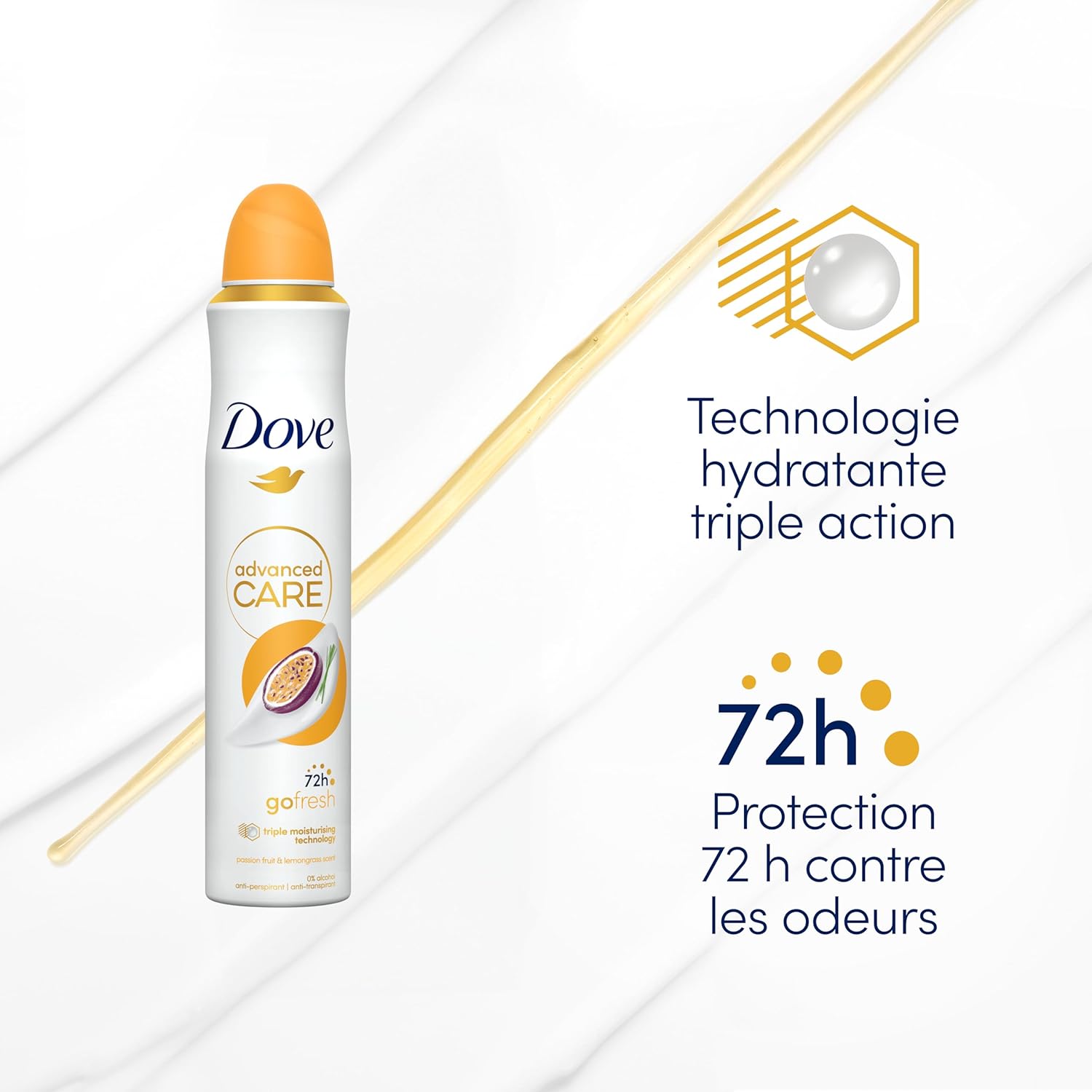 Detalle 2 de DOVE Advanced Care déodorant spray 72h