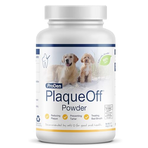 Detalle de ProDen PlaqueOff Powder for Dogs - 60g: Natural Seaweed Formula for Tartar Reduction