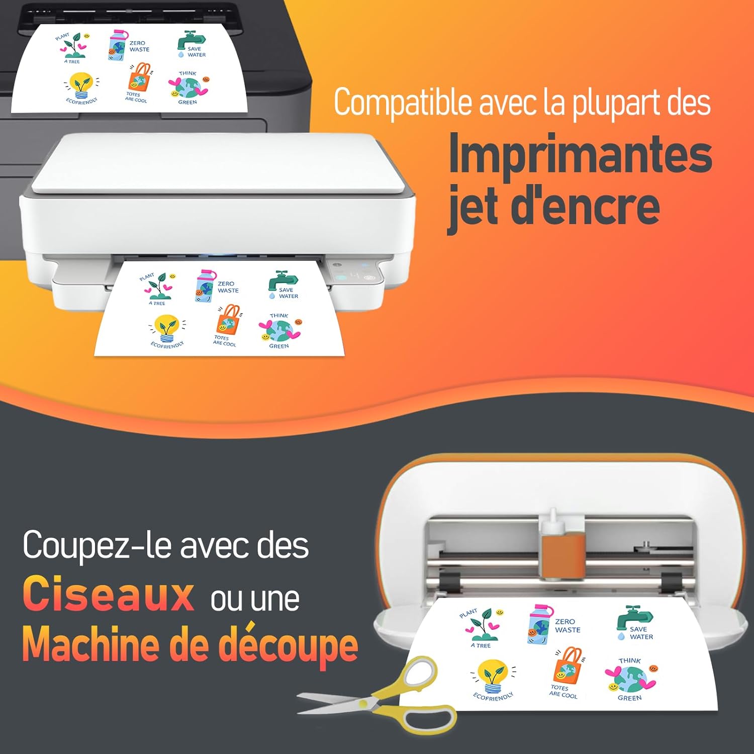 Thumbnail 3 de Tixlux – 15 feuilles de papier autocollant vinyle A4 brillant pour imprimante jet d’encre