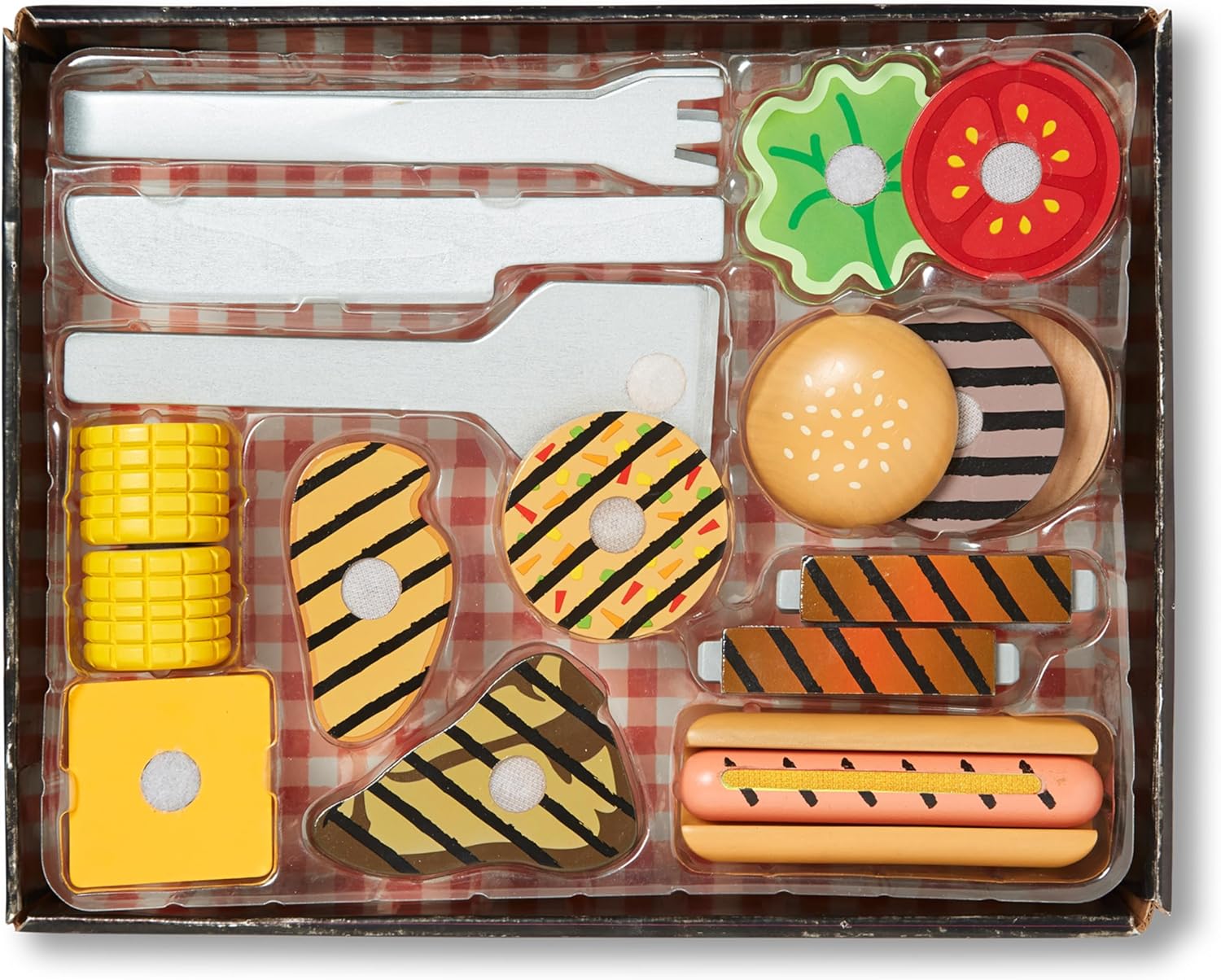 Detalle de Melissa & Doug Grill and Serve BBQ Set – 20-Piece Pretend Play Kitchen & Food Set for Ages 3+