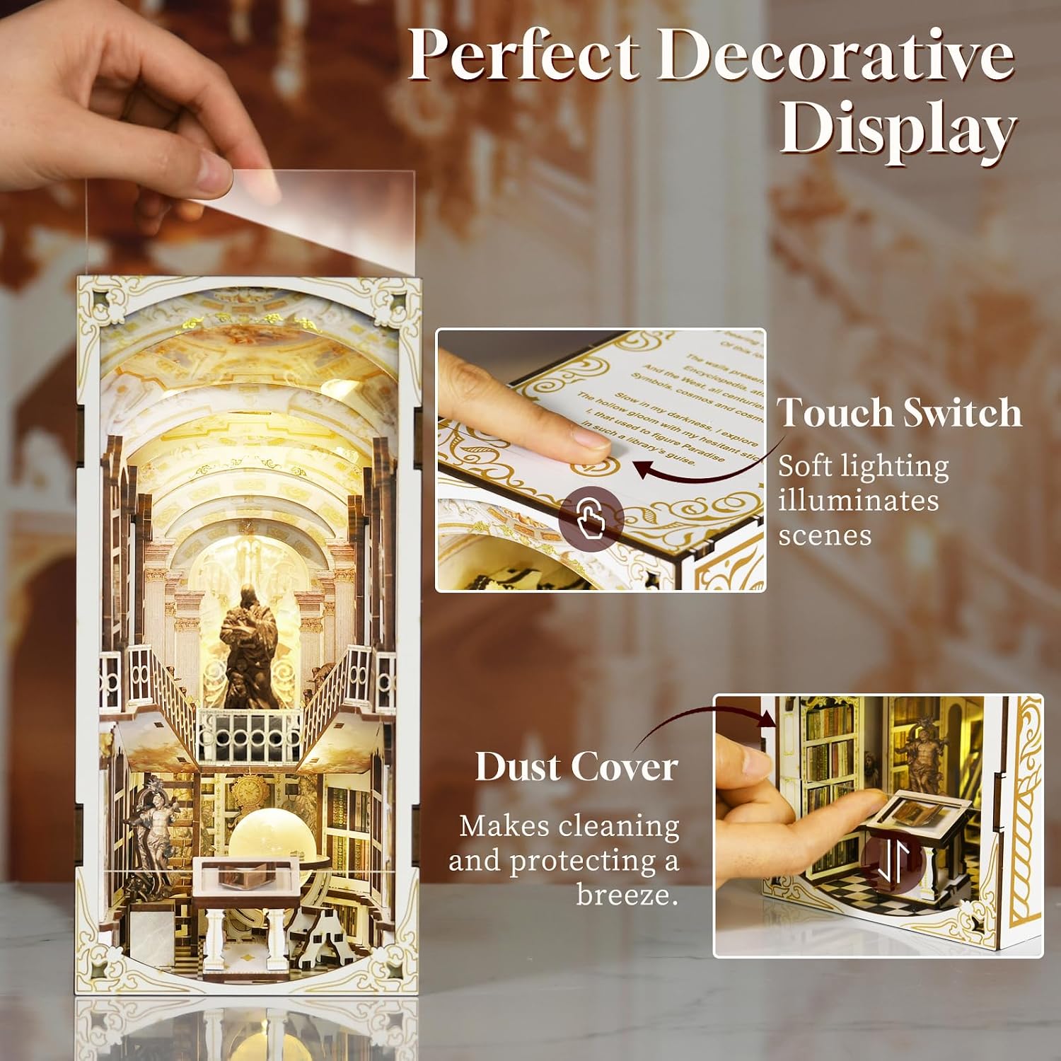Detalle de MiniCity Book Nook Kit: Kit fai da te in legno 3D per libreria in miniatura – Library of Gods