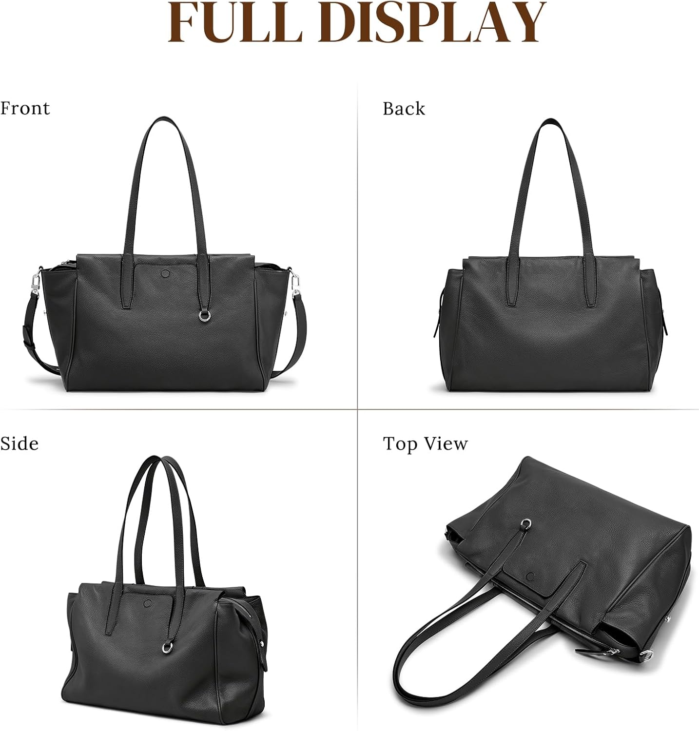 Thumbnail 6 de S-ZONE Grand sac fourre-tout en cuir pour femme — grand sac à bandoulière, élégant et pratique pour le travail et le voyage