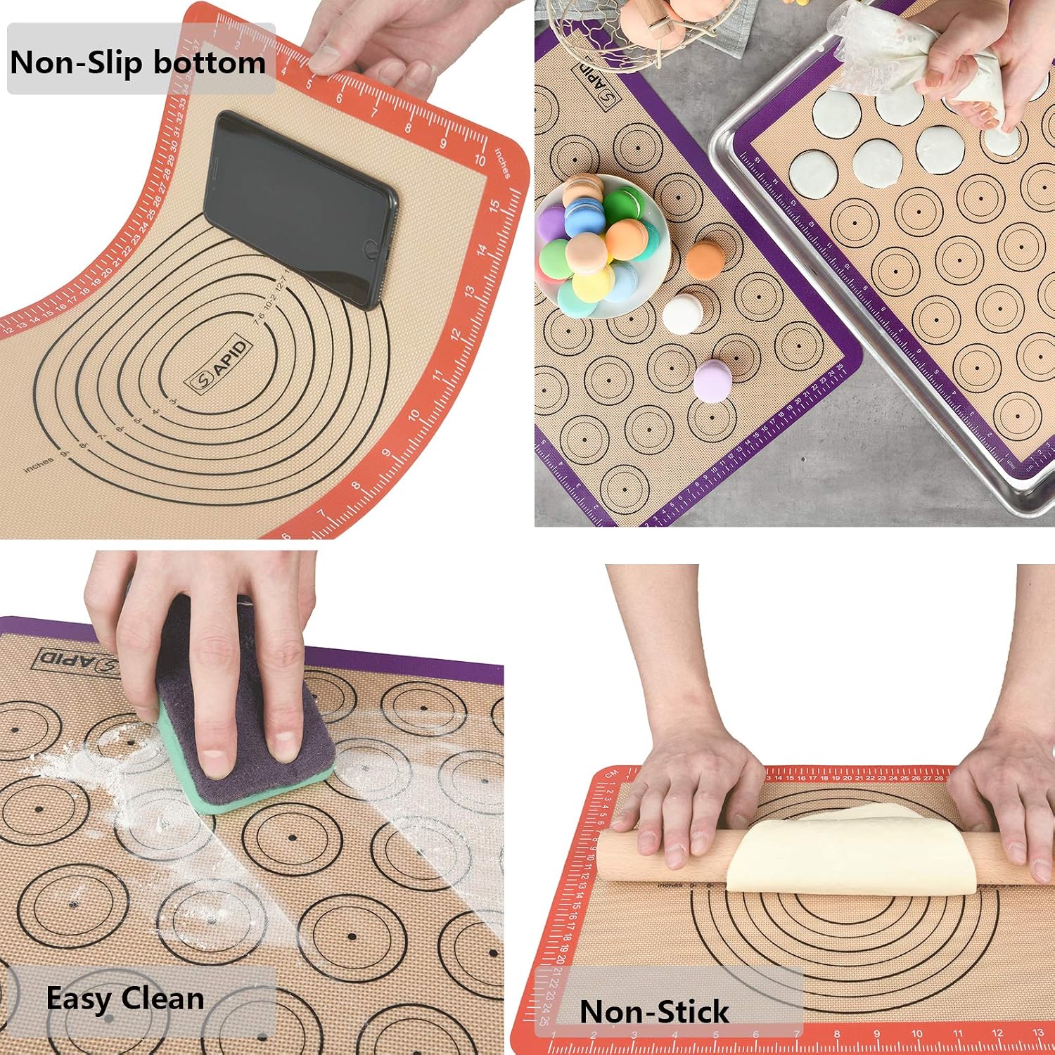 Detalle de Sapid Silicone Baking Mats, 4-Piece Set