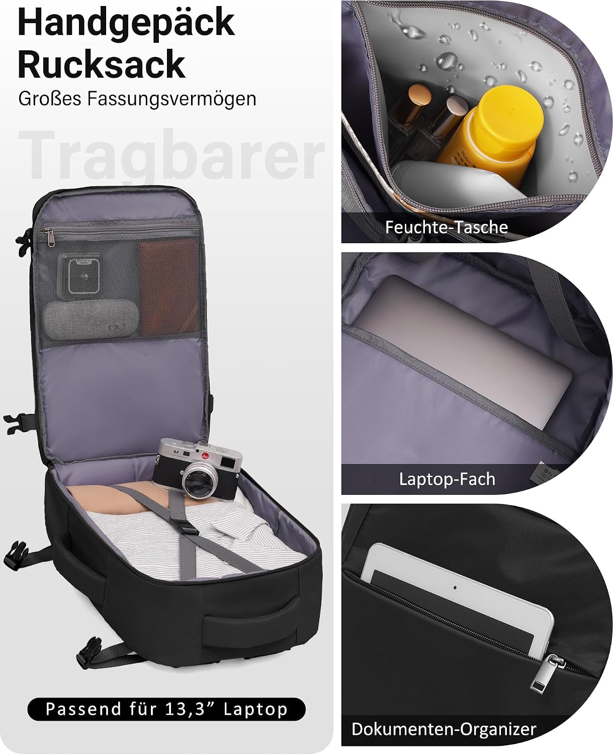 Detalle 1 de COOLIFE EasyJet Handgepäck 45x36x20 schwarz