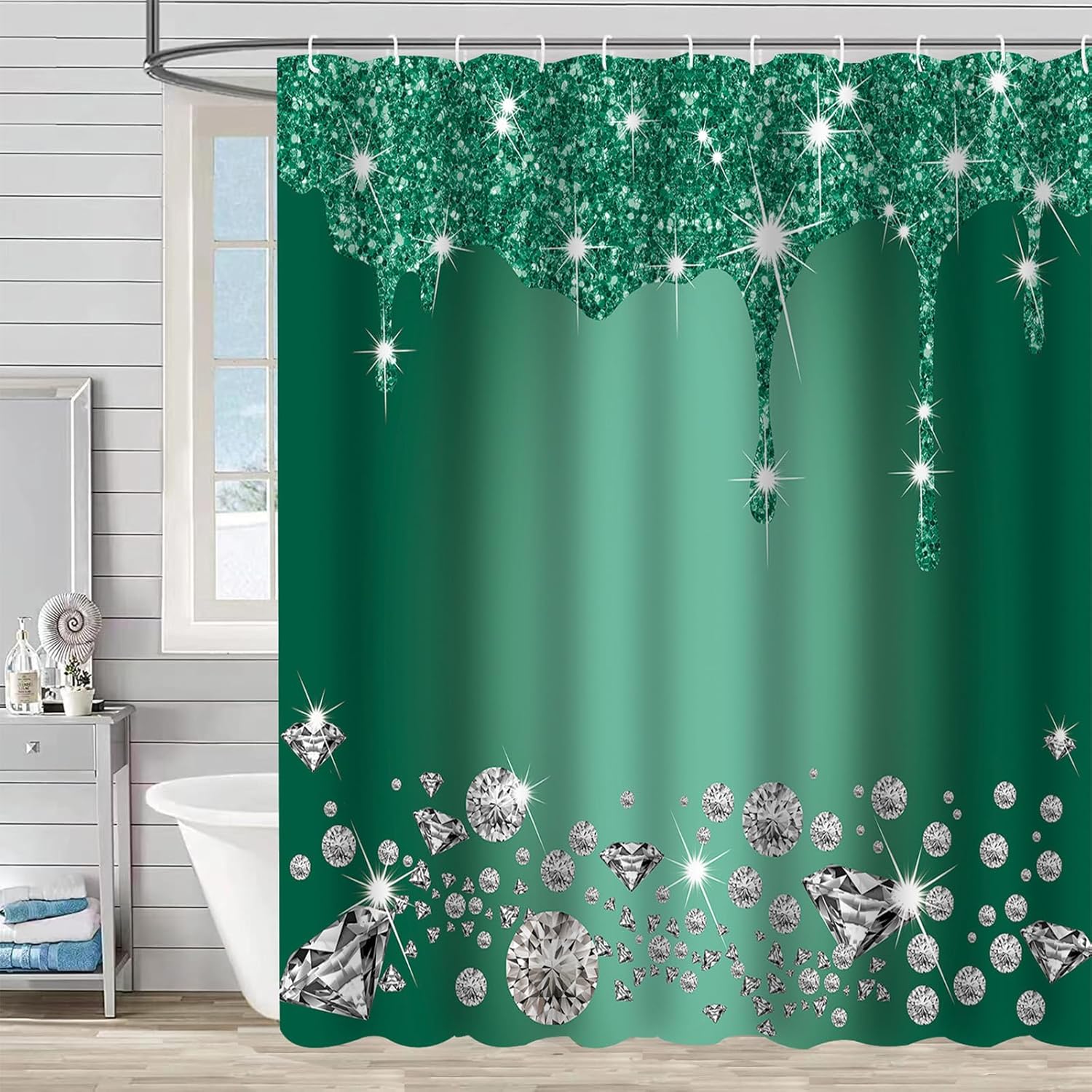 Detalle 2 de FAIRYGATE Badvorhang 180x180 cm – waschbar, wasserdicht, mit 12 Vorhangringen