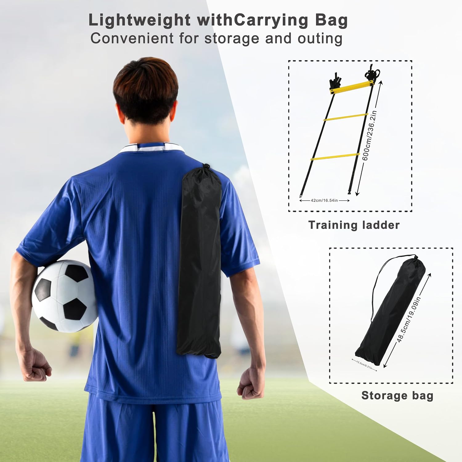 Detalle 1 de NKJIH CWX-XLT 20ft Adjustable Agility Ladder with Carry Bag