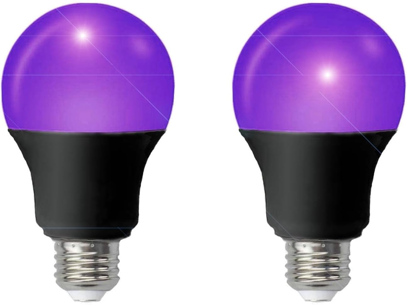 Detalle de Scheinenda A19 LED Blacklight Bulbs, 2-Pack, 395–405 nm UVA, E26