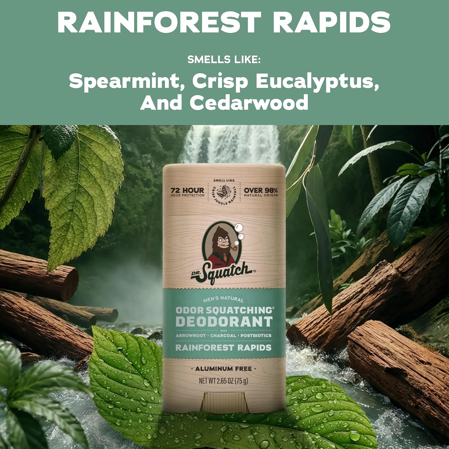 Detalle de Dr. Squatch Natural Men’s Deodorant – Aluminum Free Rainforest Rapids 3-Pack (2.65 oz Sticks)
