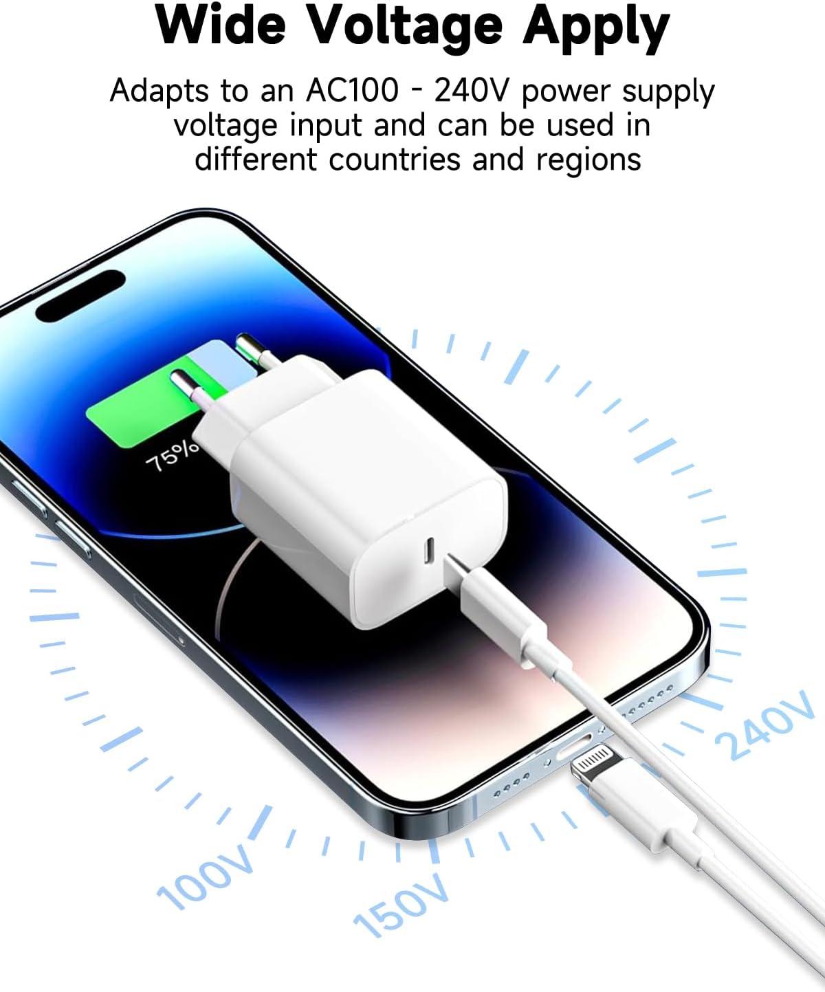 Detalle 2 de Cargador 20W iPhone con cable USB‑C a Lightning 3m