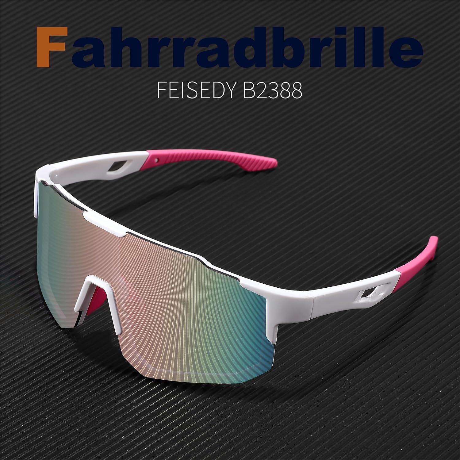 Detalle 2 de FEISEDY Sport Sonnenbrille – Verspiegelte Fahrradbrille mit UV400-Schutz