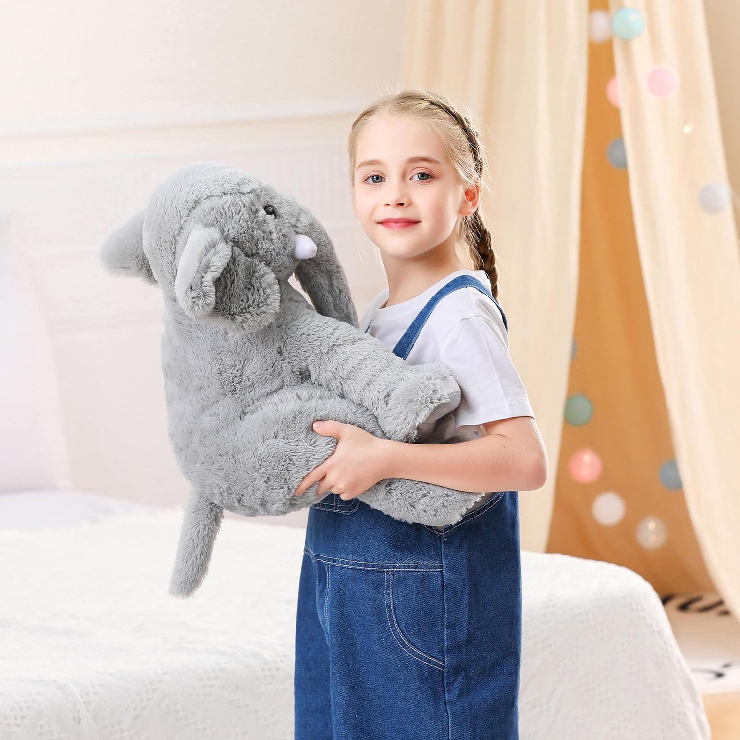 Thumbnail 2 de JellyMallow Elephant Weighted Stuffed Animal (5 lbs, 16 inches) Gray