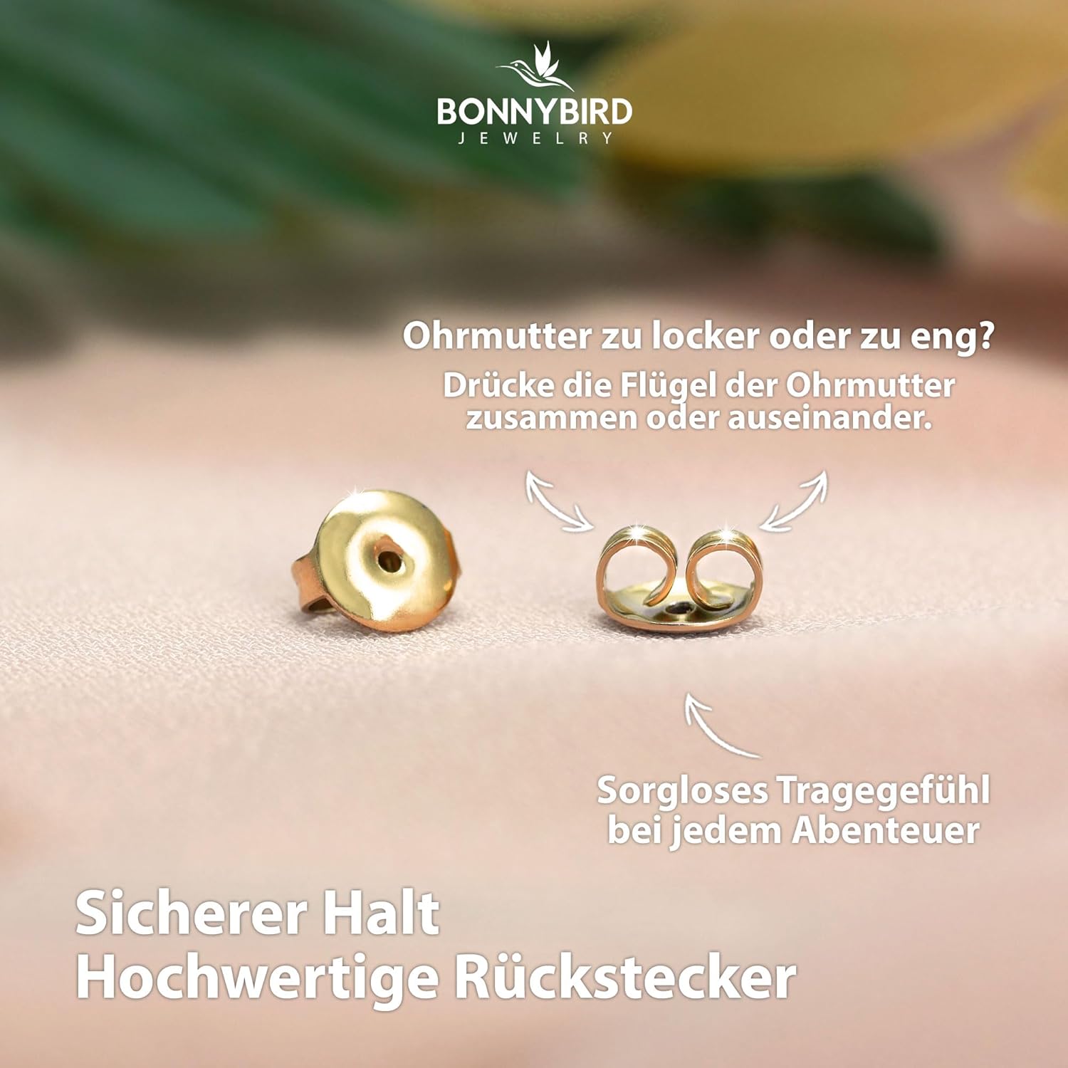 Thumbnail 4 de BONNYBIRD BonnyHeart: wasserfeste Herz-Ohringe aus Edelstahl (316L) in Silber, Gold & Roségold