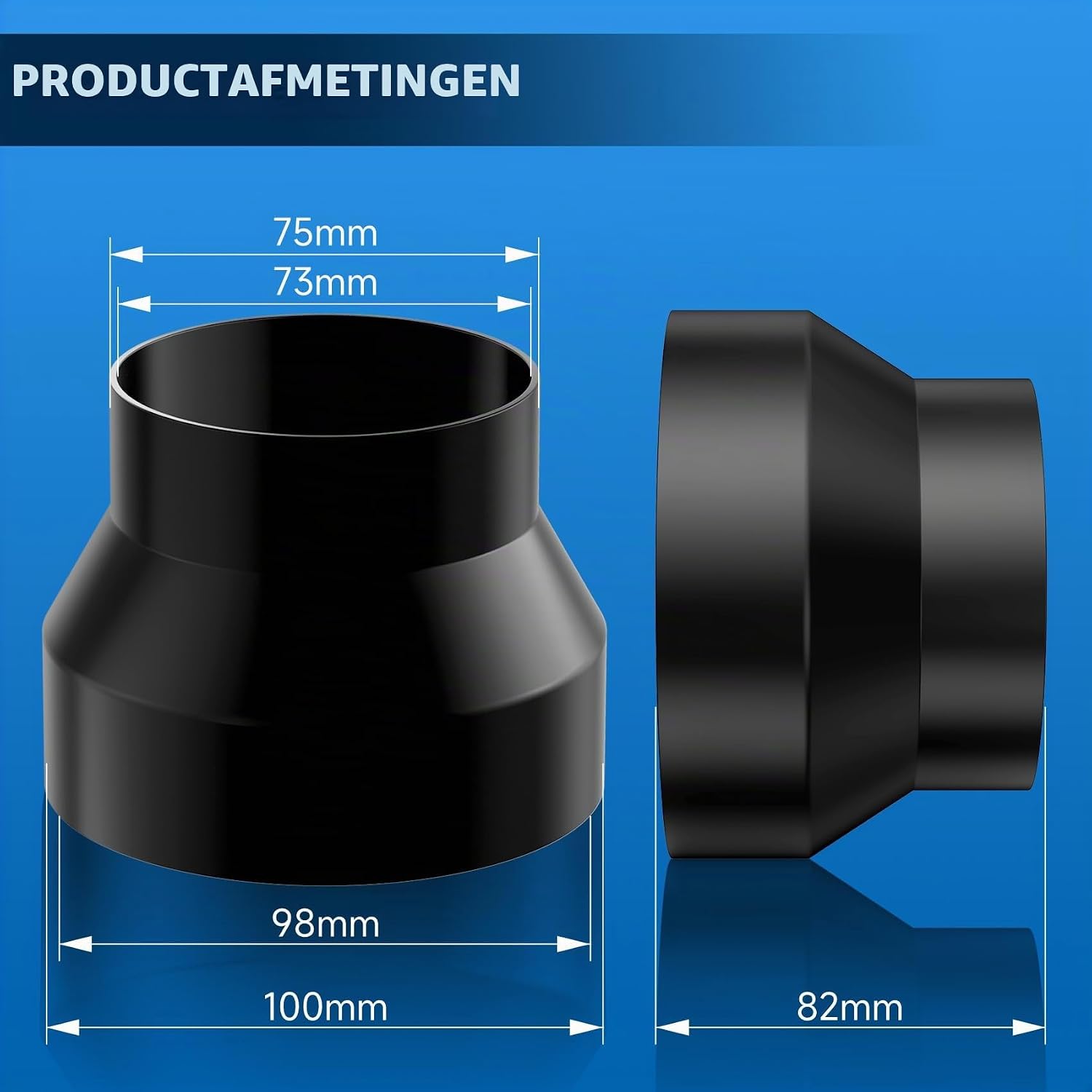 Detalle 2 de Hon&Guan 100 mm naar 75 mm verloopstuk van verzinkt staal voor ventilatie