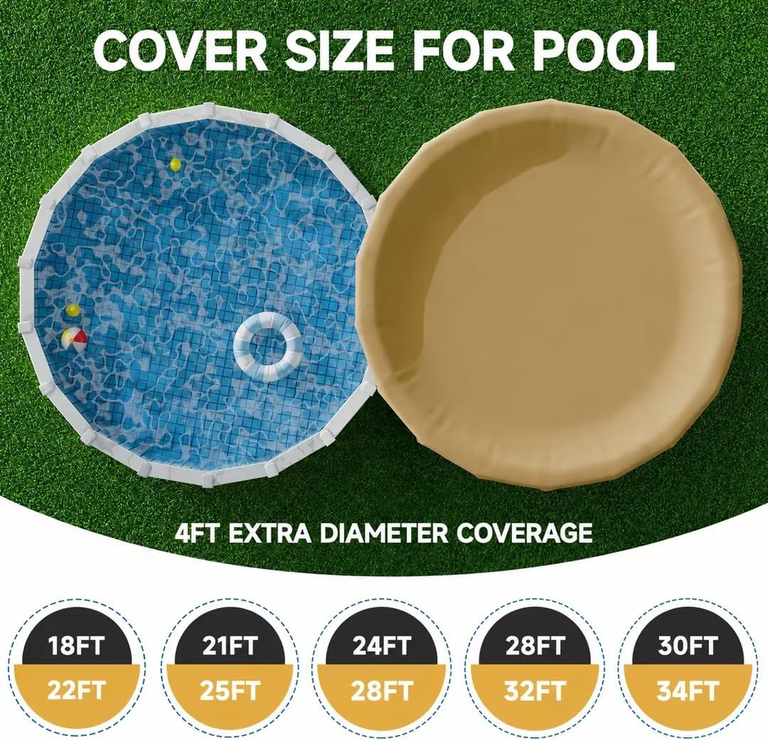 Detalle 1 de HydrGeara PCW-28BE 28-Foot Round Winter Pool Cover, 500D, 195 GSM