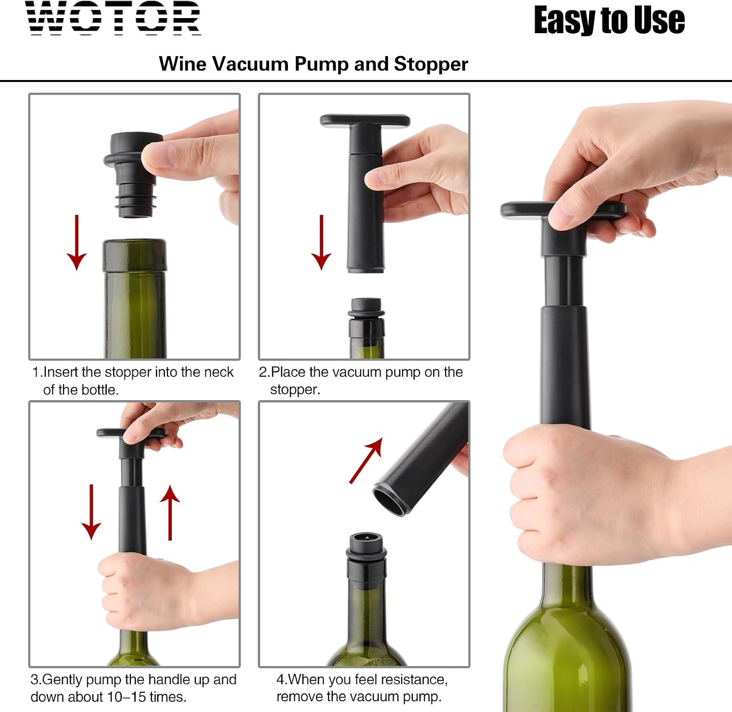 Thumbnail 4 de WOTOR Wine Saver 4 Stoppers 🍷