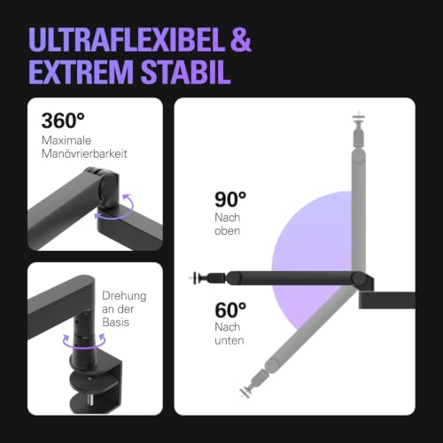 Thumbnail 5 de Elgato Wave Mic Arm Pro – Gasfeder-Mikrofonarm mit verdeckten Kabelkanälen und starker Tragfähigkeit