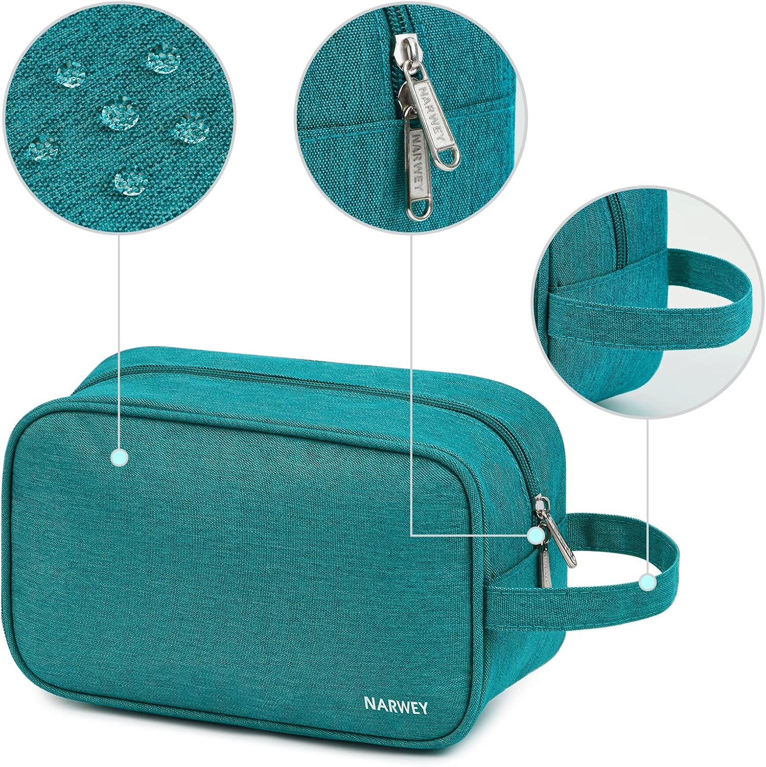 Detalle 2 de Narwey Kulturtasche für Damen & Herren – Kulturbeutel, Kosmetiktasche und Schminkkoffer (Blaugrün)