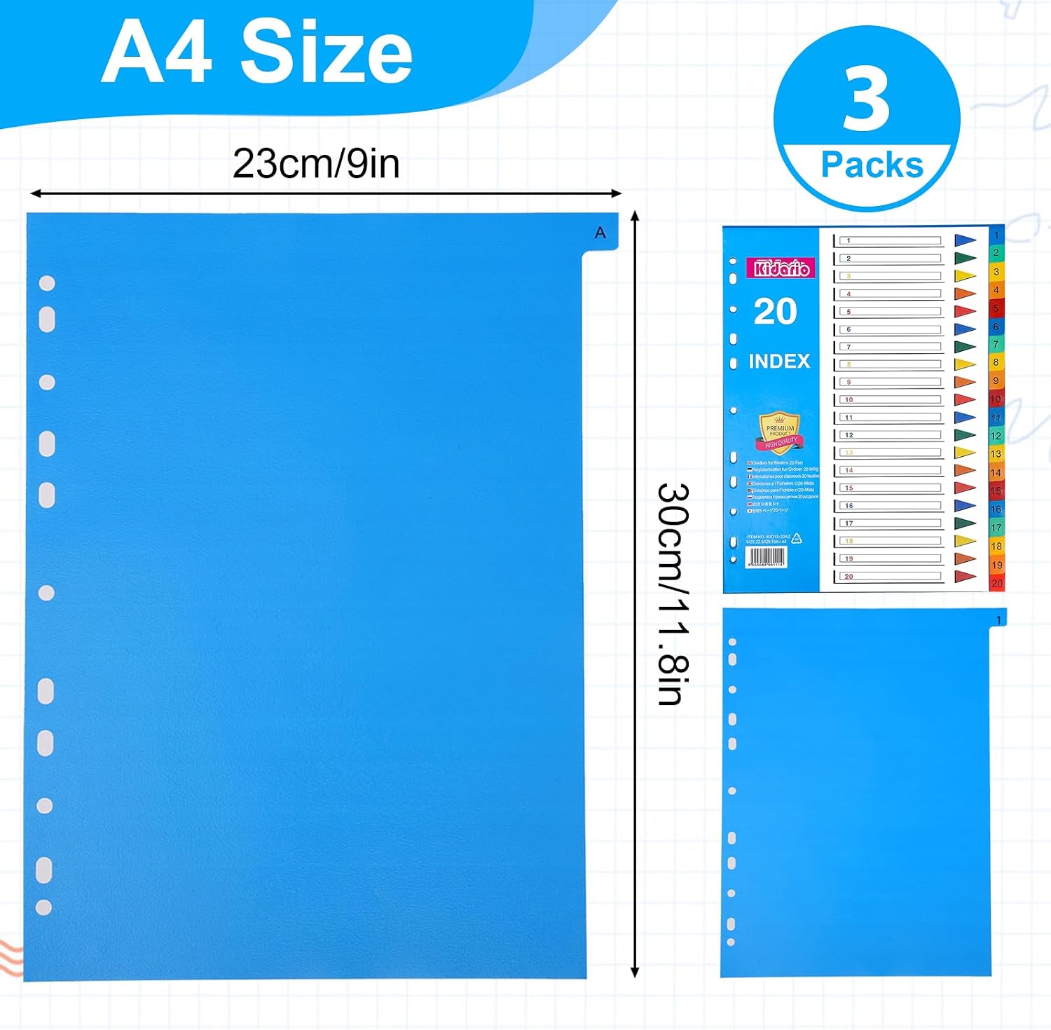 Detalle 2 de File Dividers A4 3 Pack 20 Part