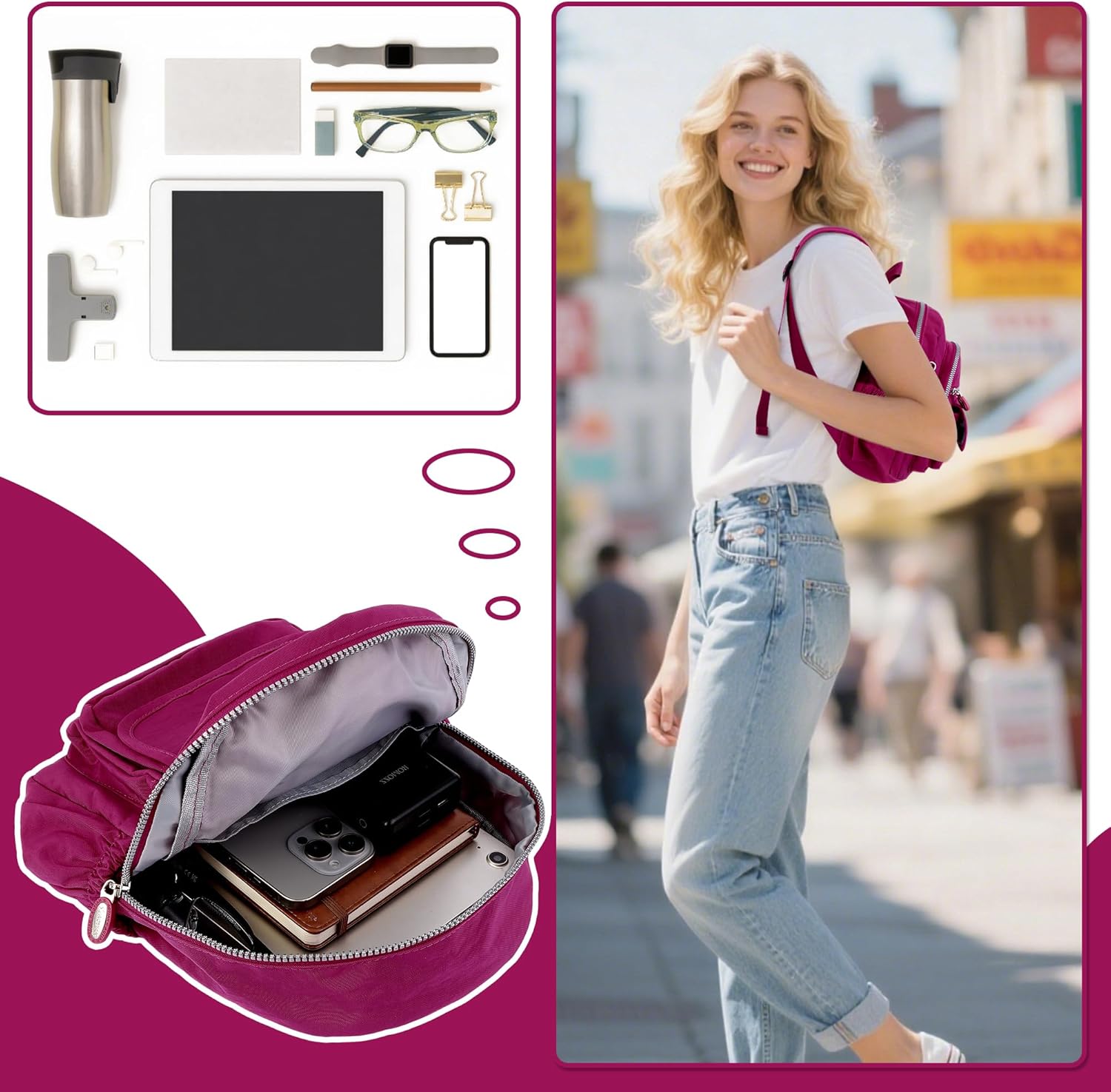 Thumbnail 6 de AOTIAN Mini-Rucksack für Mädchen und Damen mit 7 Litern – leichter Daypack in Nylon/Polyester
