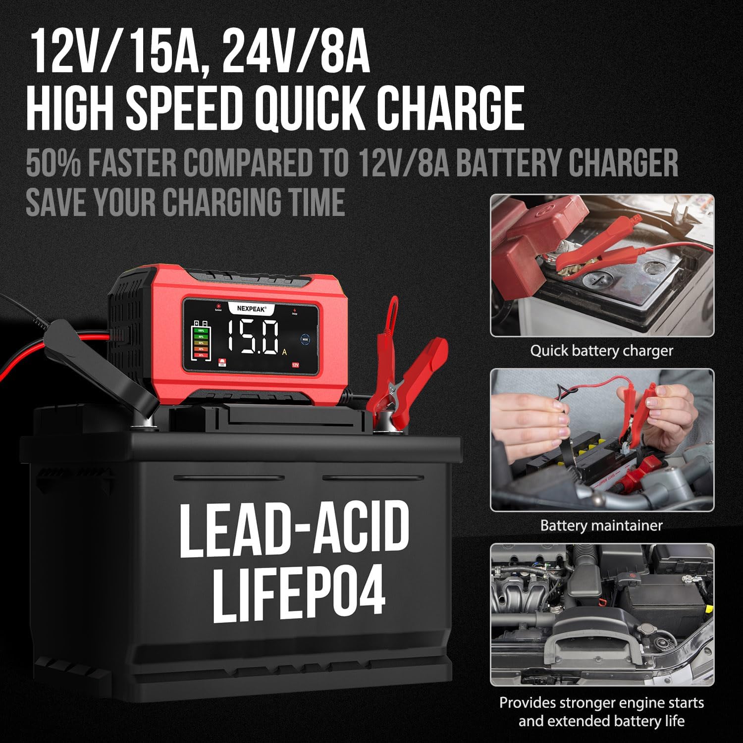 Detalle 2 de 15A Car Battery Charger 12V/24V