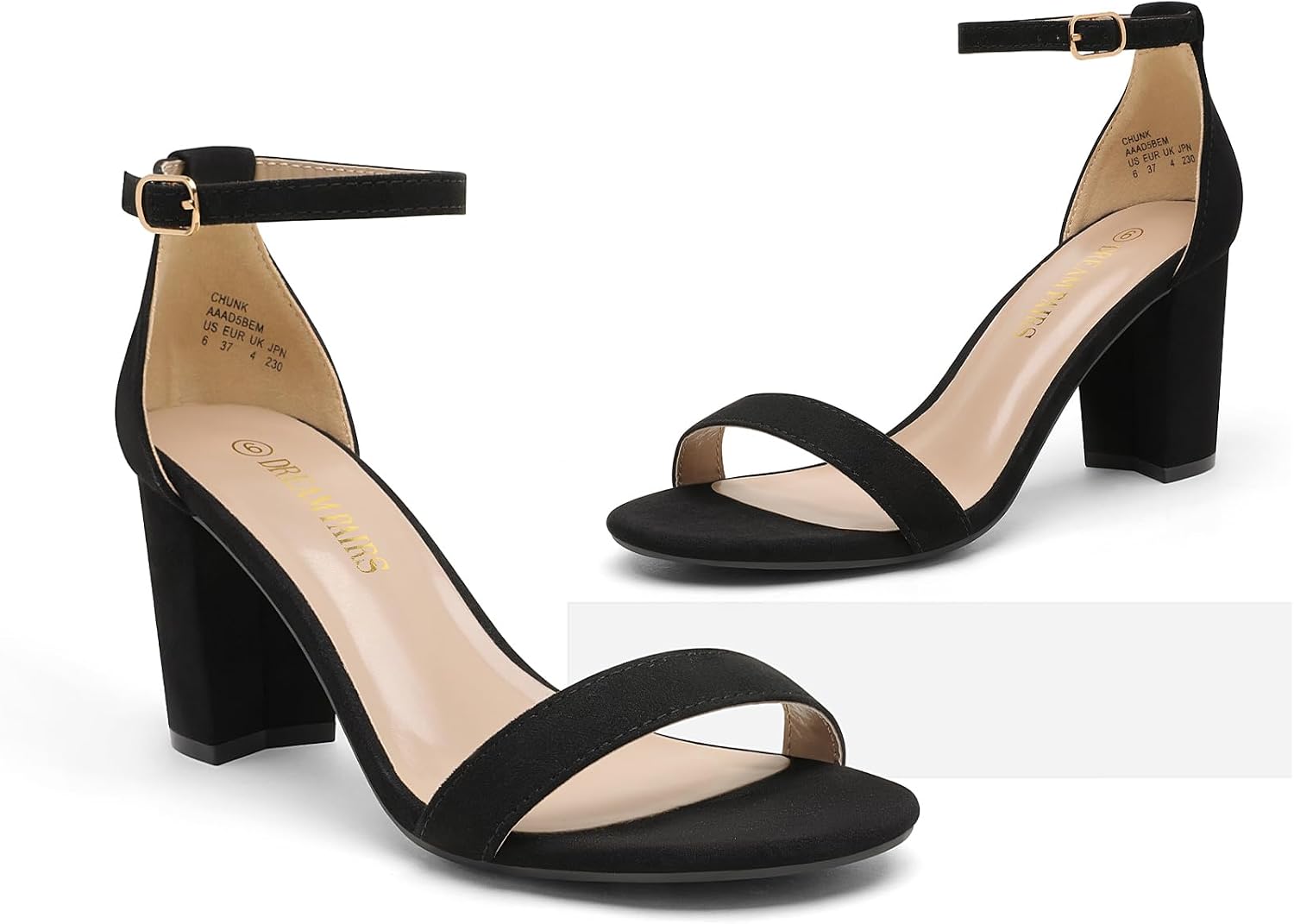 Detalle de DREAM PAIRS Women’s Chunk Low Heel Pump Sandals with Adjustable Buckle