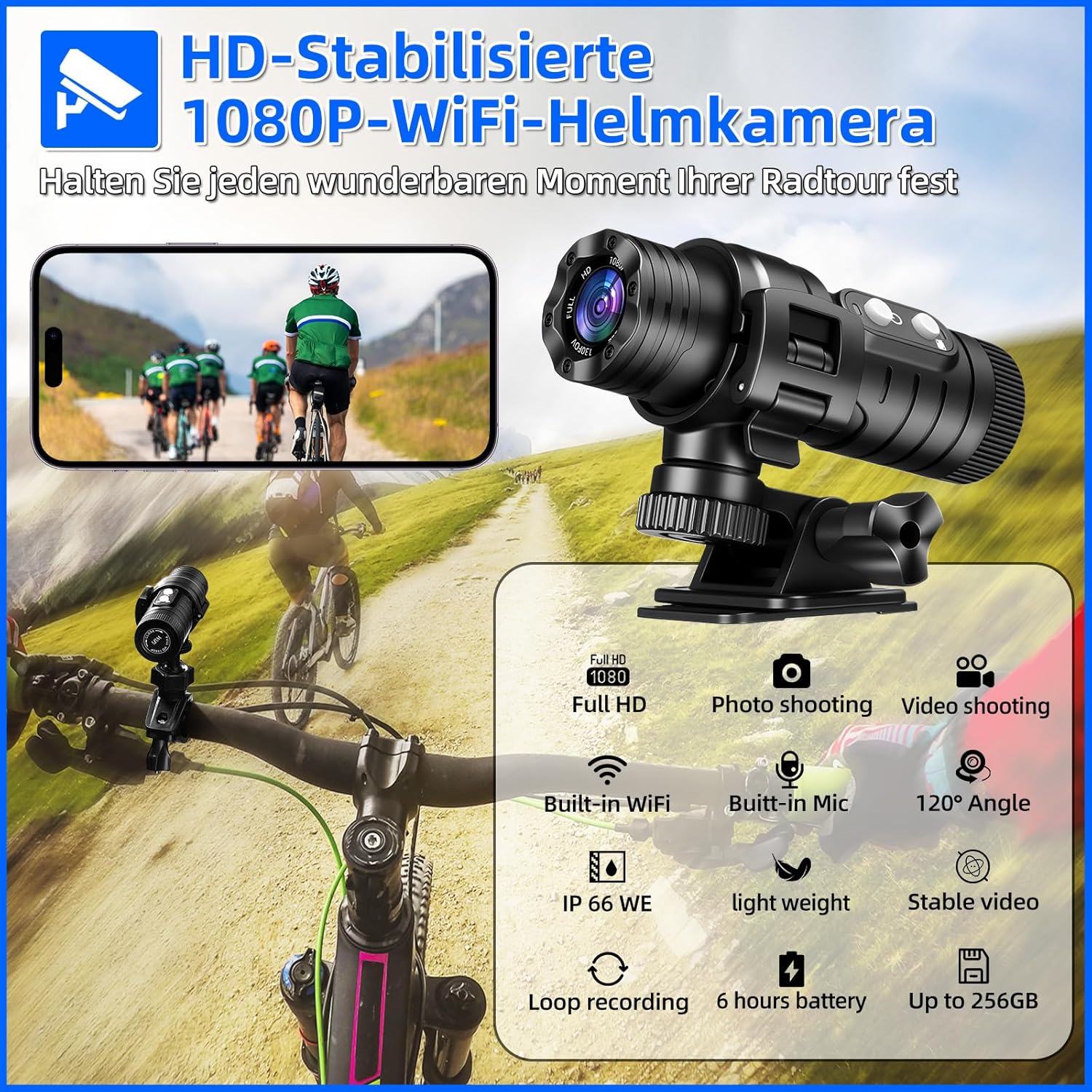 Thumbnail 1 de AIKER Dashcam Moto Profesional 1080P 120°