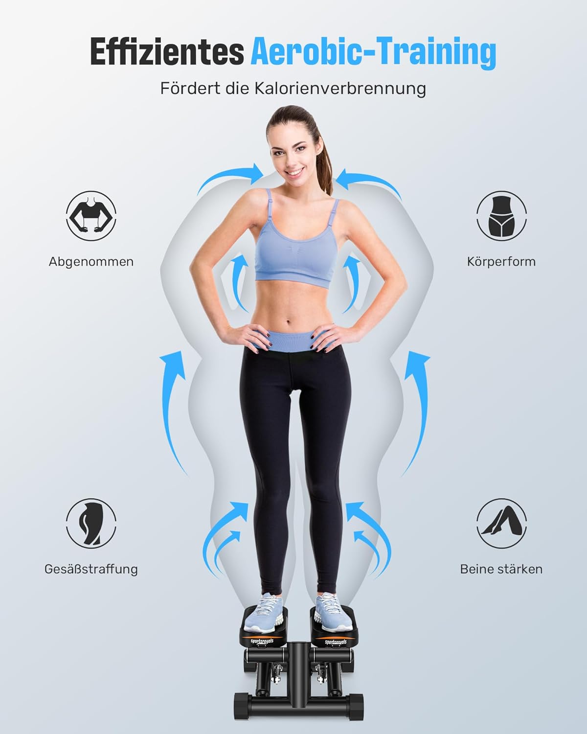 Detalle 2 de Sportsroyals Stepper für Zuhause mit Widerstandsbändern 🏋