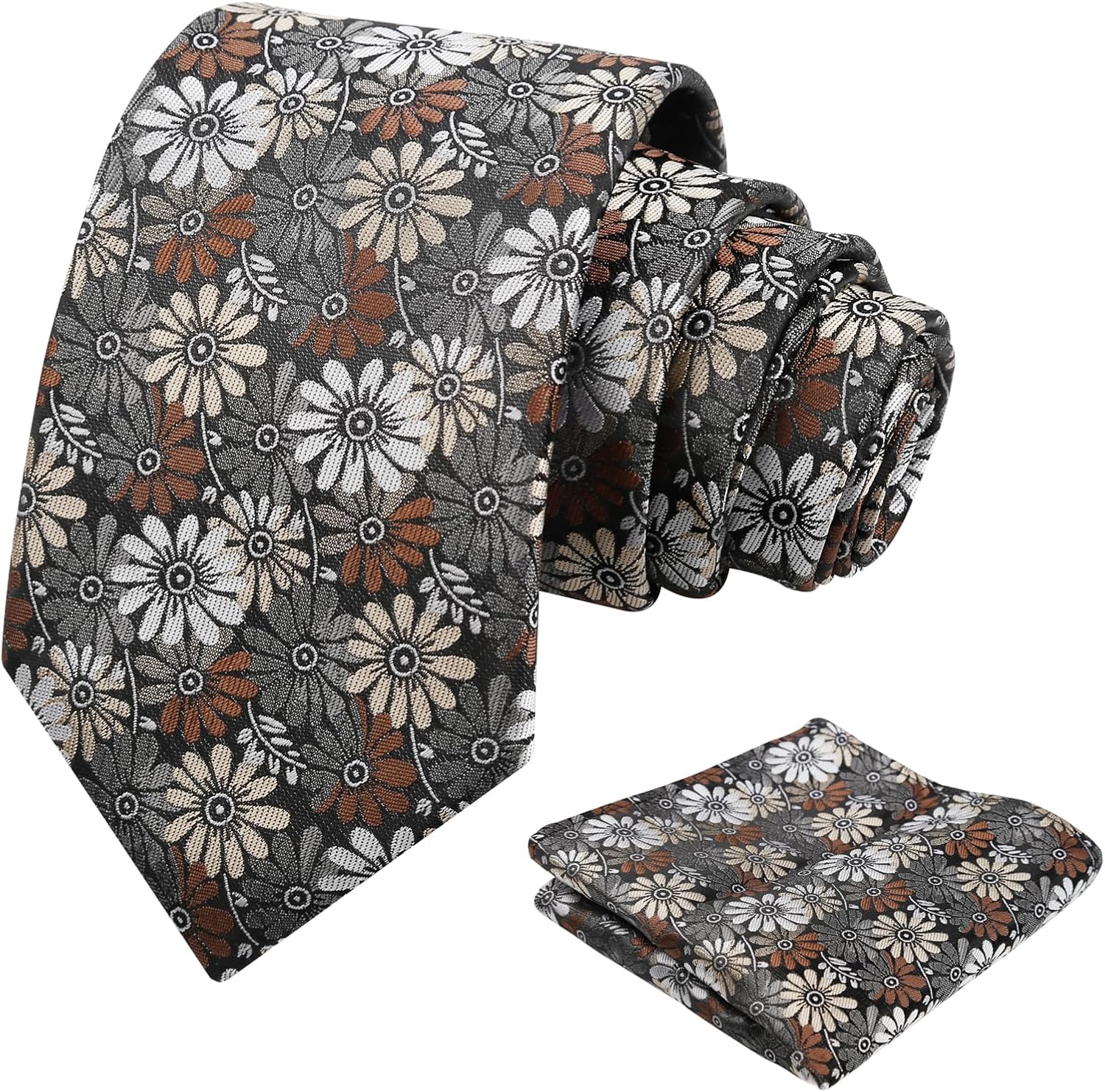Thumbnail 6 de Alizeal Mens Flower Necktie Daisy Floral Wedding Set – Multicolour Tie & Pocket Square
