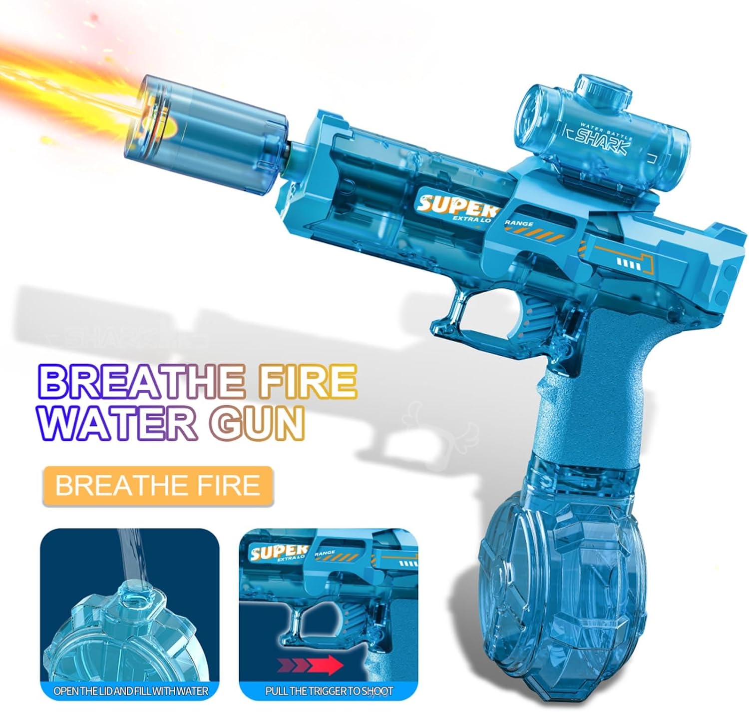 Detalle de Electric Water Guns: High-Volume, Long-Distance Water Pistols with LED Lights (Blue)