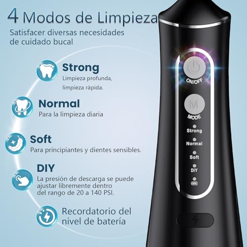 Detalle de OasiSmile L8 Irrigador Dental: DIY 300 ml con memoria inteligente