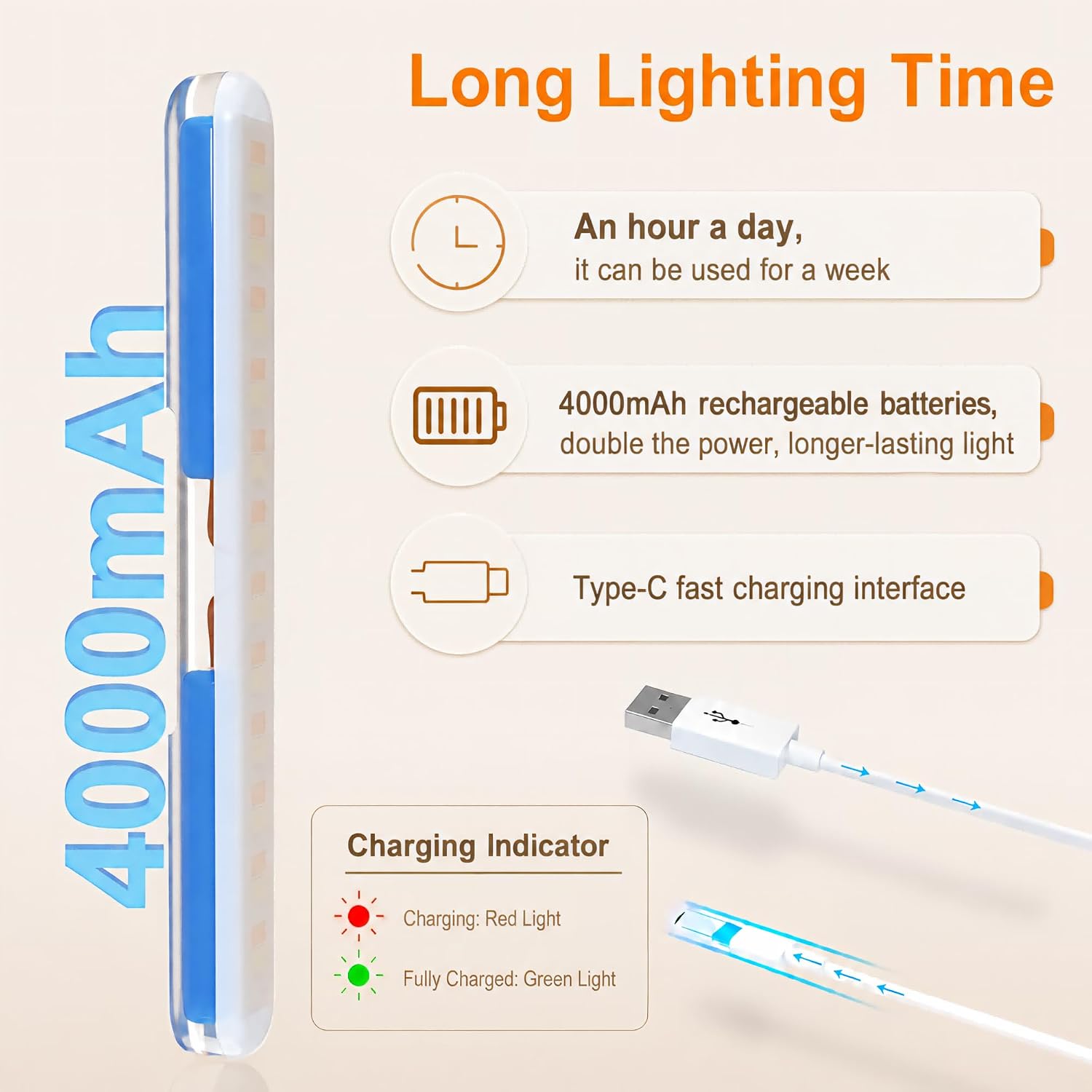 Detalle 2 de Benreom Wireless Mirror Light Rechargeable LED Vanity Light with Adjustable Color and Brightness