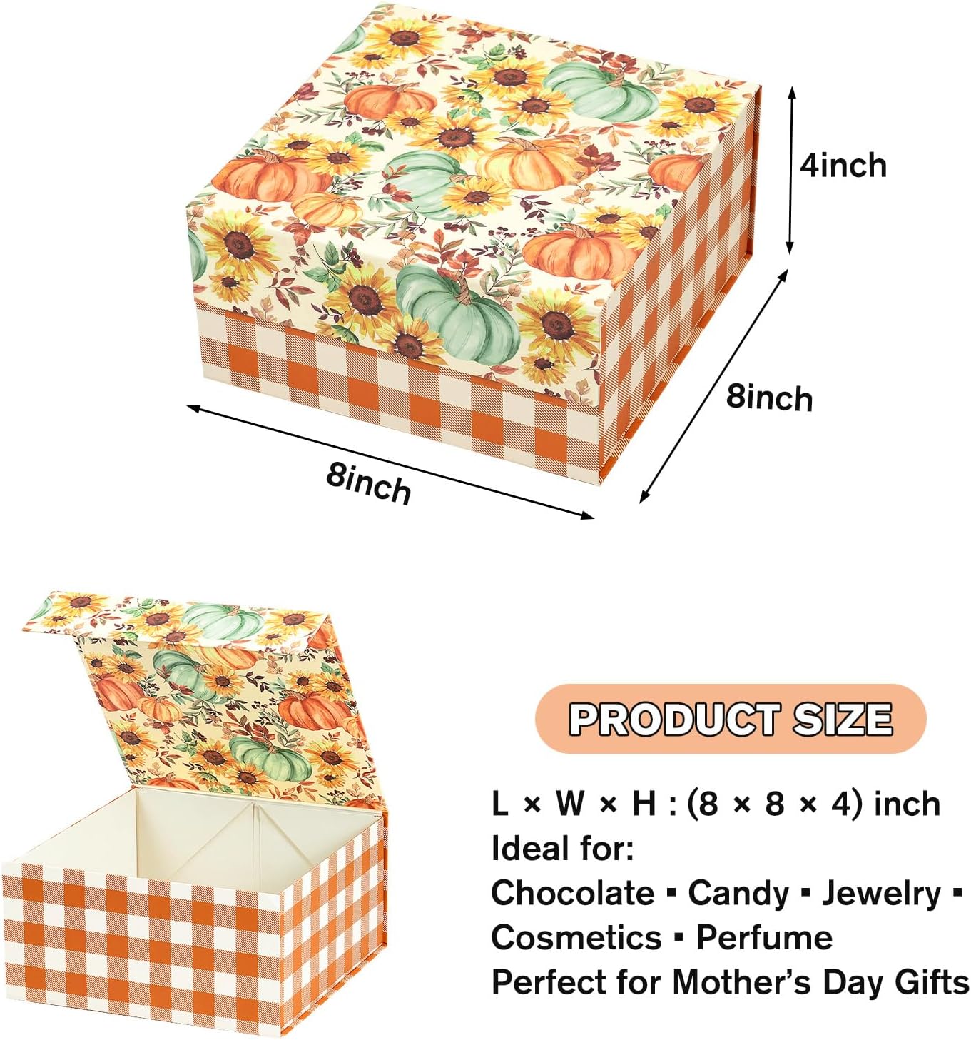 Detalle de RUSPEPA Fall Gift Box, 8 x 8 x 4 Inches