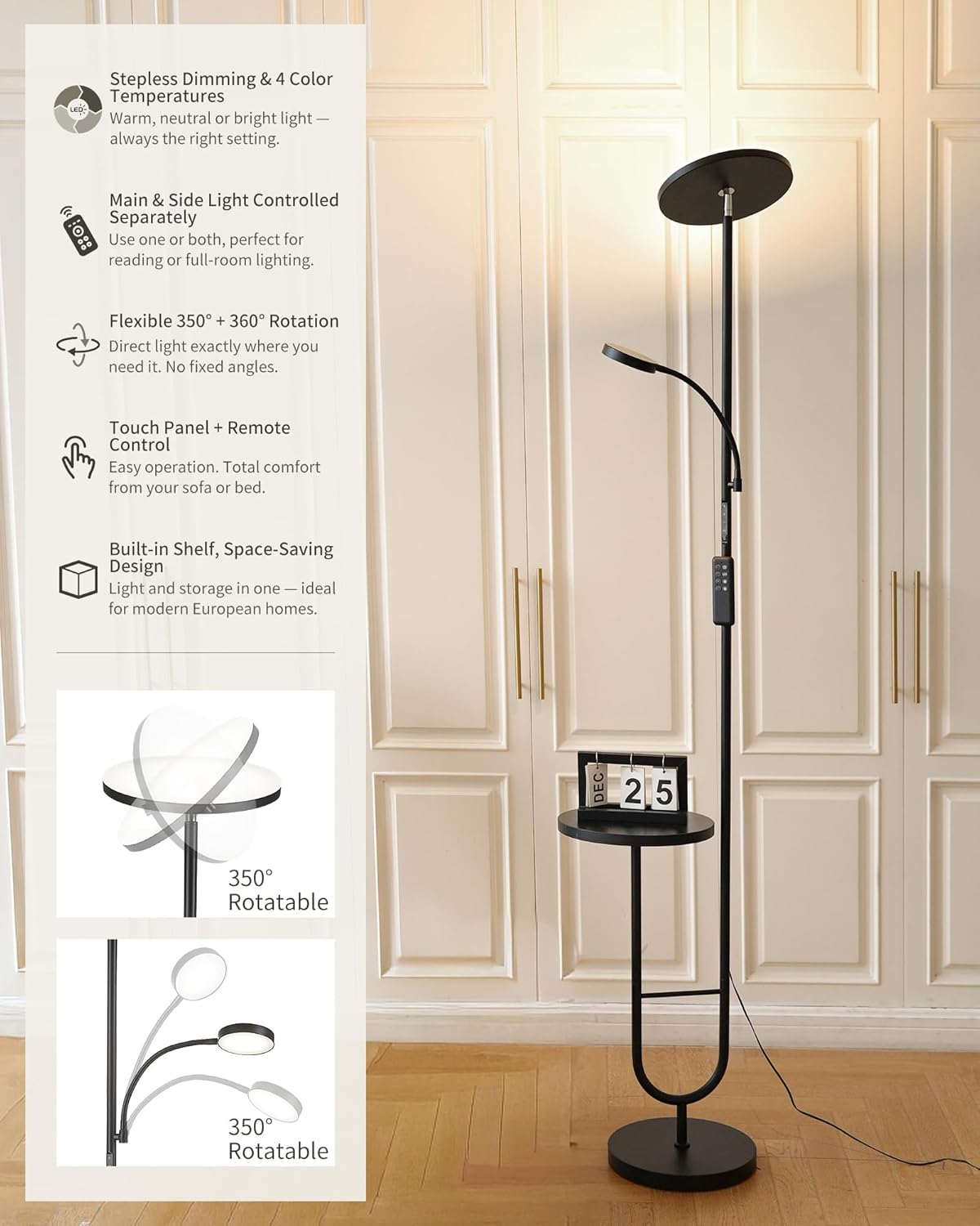 Detalle 2 de Lampada da terra LED 36W dimmer 350°