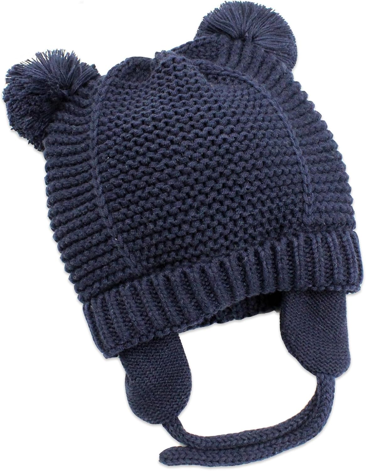 Detalle de Exemaba Baby Warm Hat with Earflaps, Fleece Lining and Chin Strap – Pom-pom Winter Beanie for Toddlers