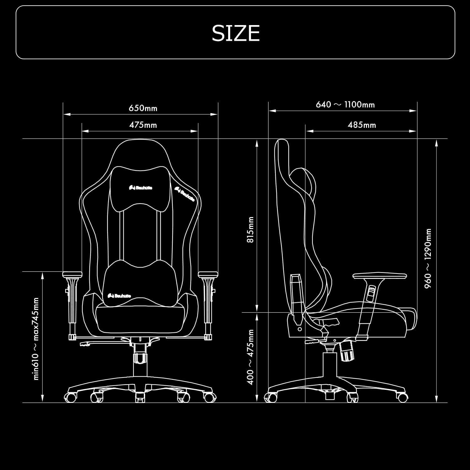 Detalle de Bauhutte G-551-BK ゲーミングチェア 低座面設計・3Dアームレスト・ファブリック