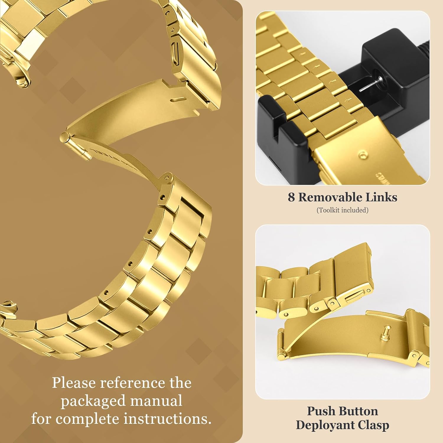 Thumbnail 6 de LEIXIUER Metal Strap for Samsung Galaxy Watch 8 & Classic 46mm — Titanium Stainless Steel with Folding Clasp