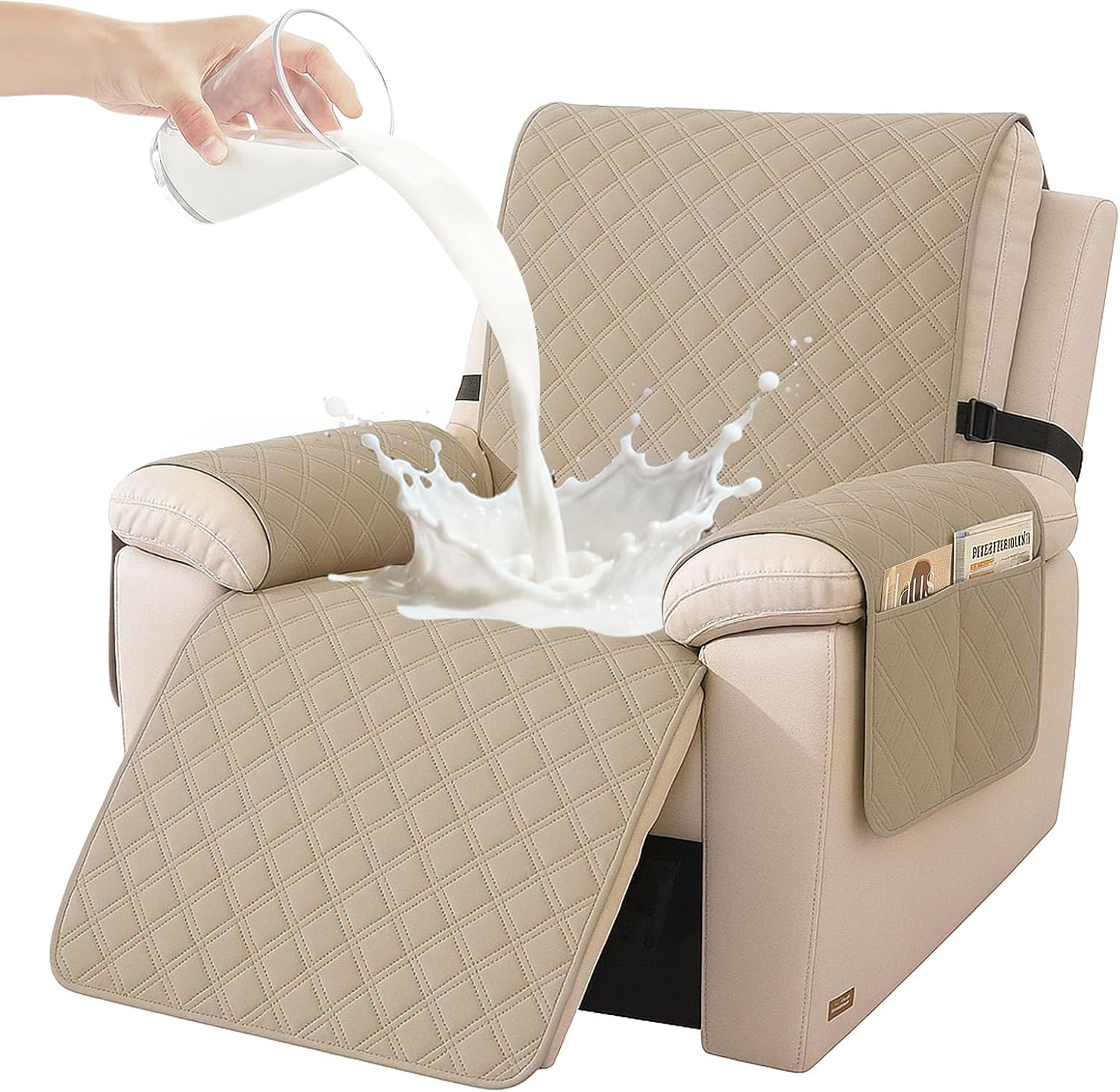 Detalle de YSTELLAA Housse de fauteuil relax 1 place étanche inclinable kaki