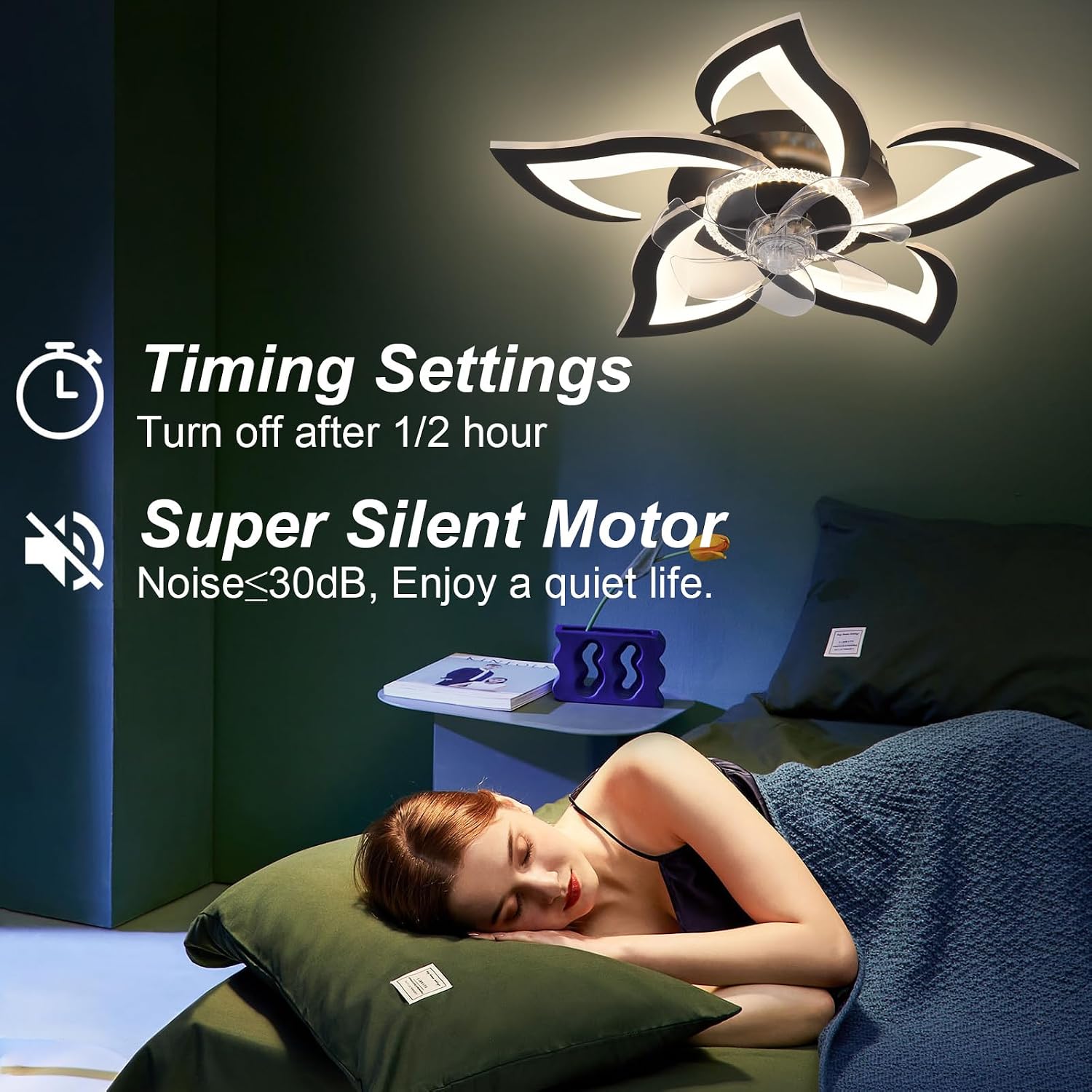 Detalle 2 de ZHMDJDSH ADH-CFL10 26-inch Geometric Ceiling Fan with Dimmable LED Light
